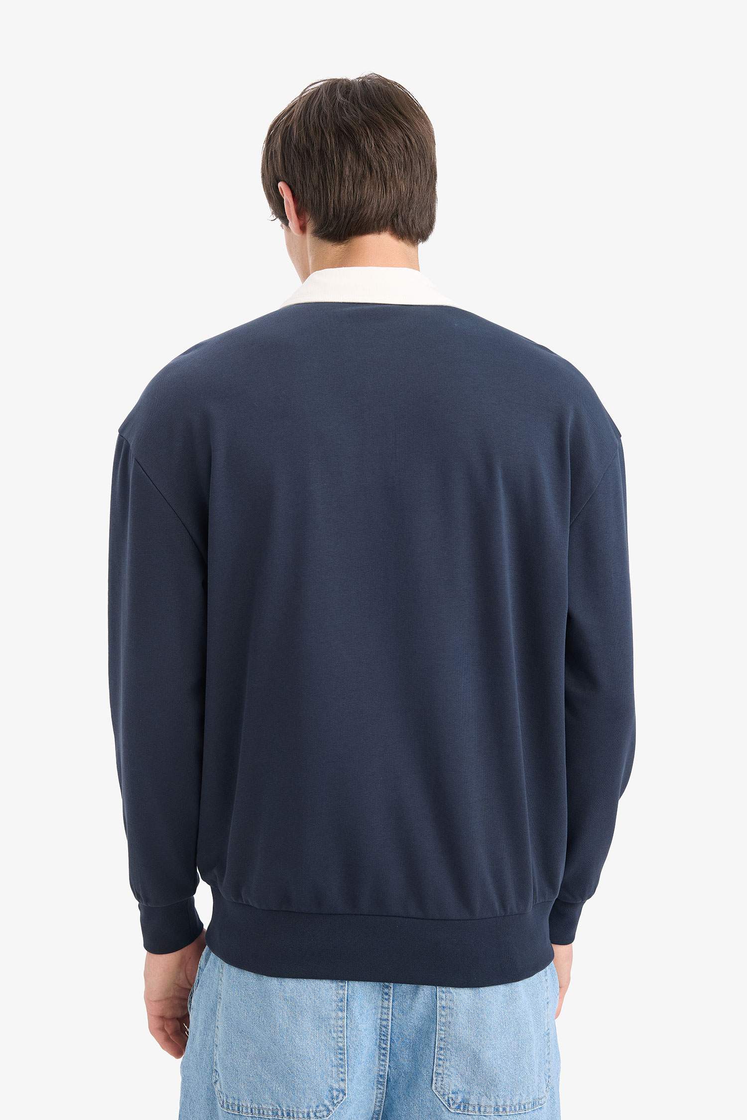 Boxy Fit Polo Yaka Sweatshirt