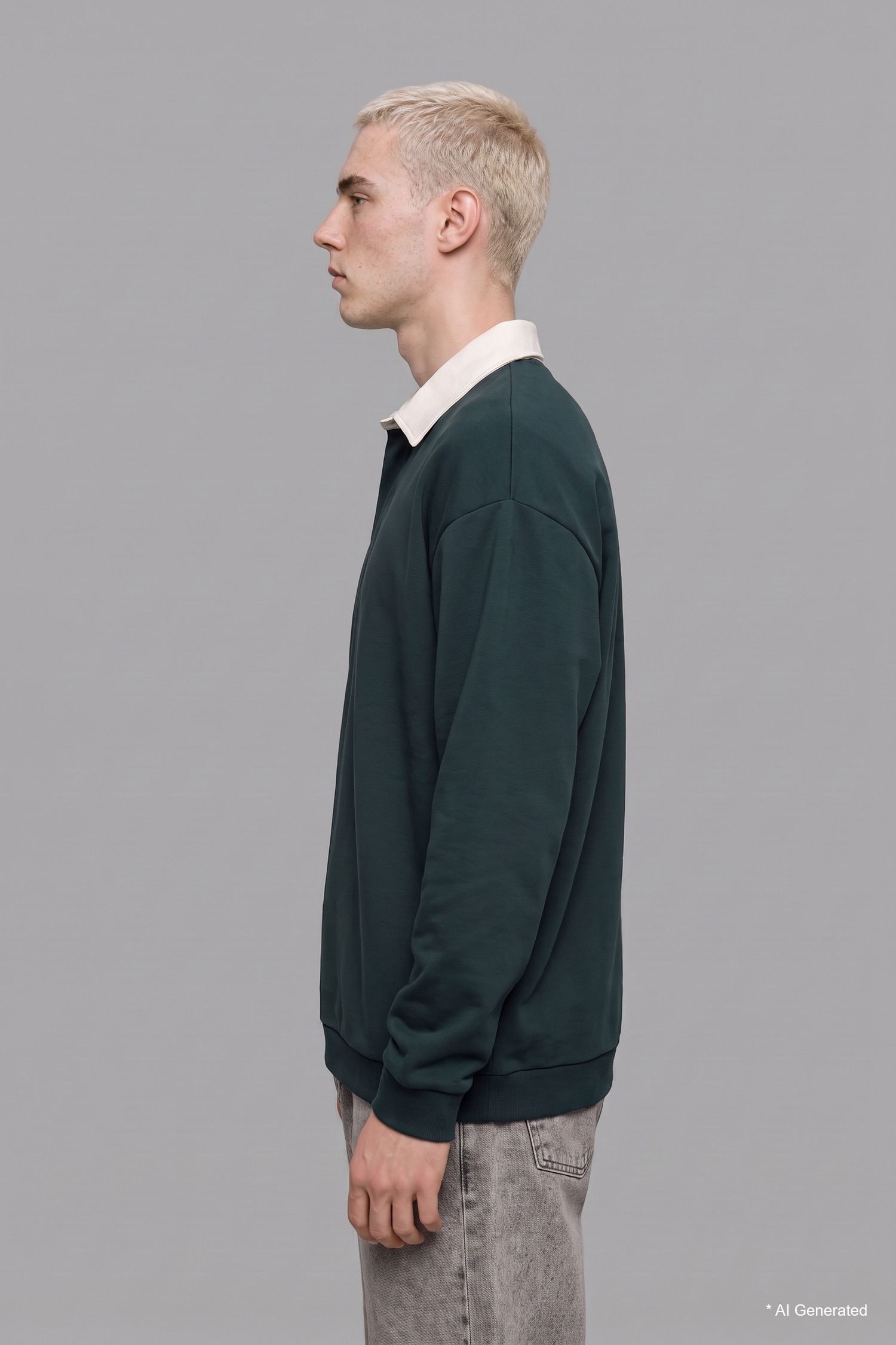 DeFacto Boxy Fit Polo Yaka Sweatshirt görsel 5