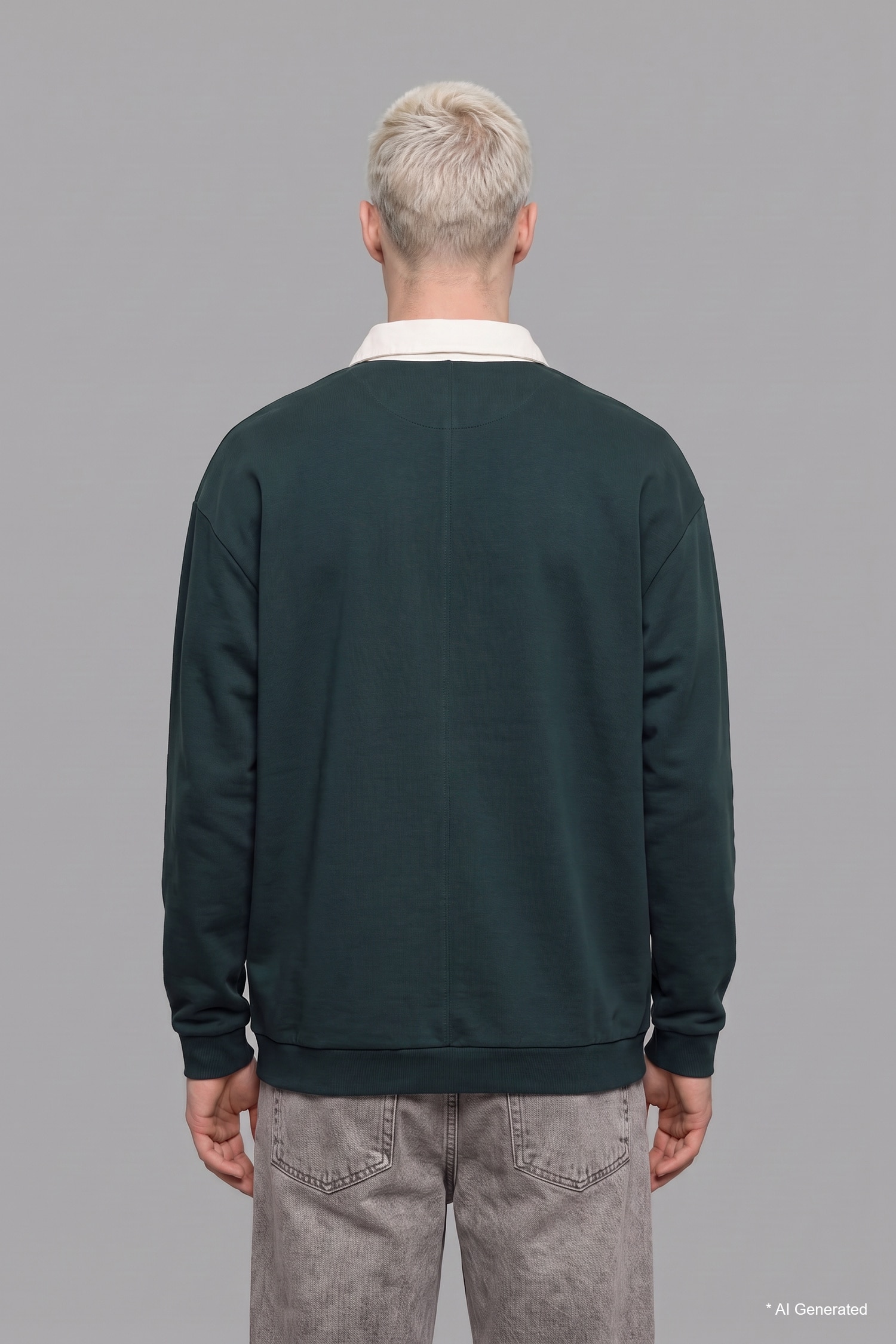 DeFacto Boxy Fit Polo Yaka Sweatshirt görsel 6