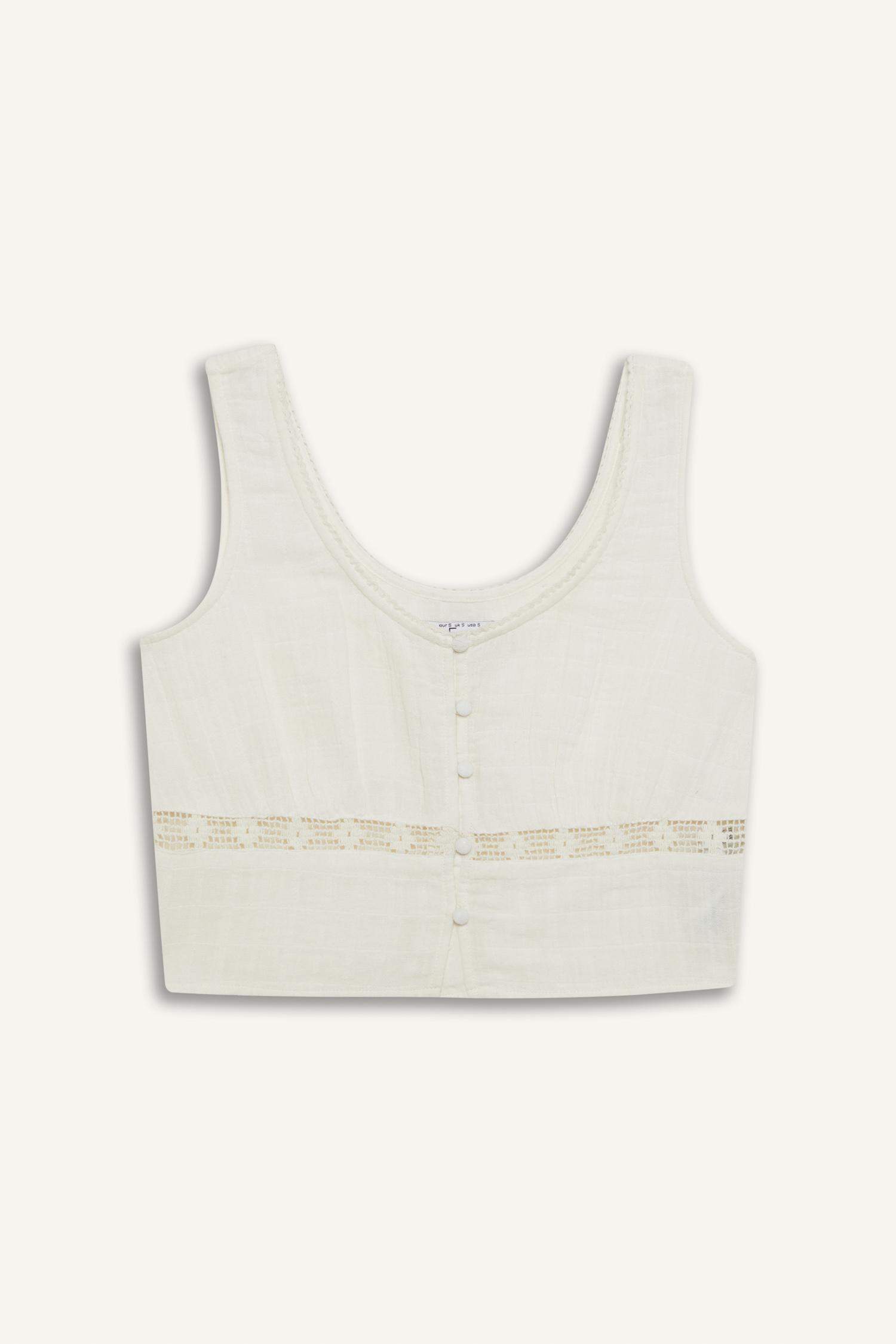 Blouse sans manches en mousseline à col U Coupe slim