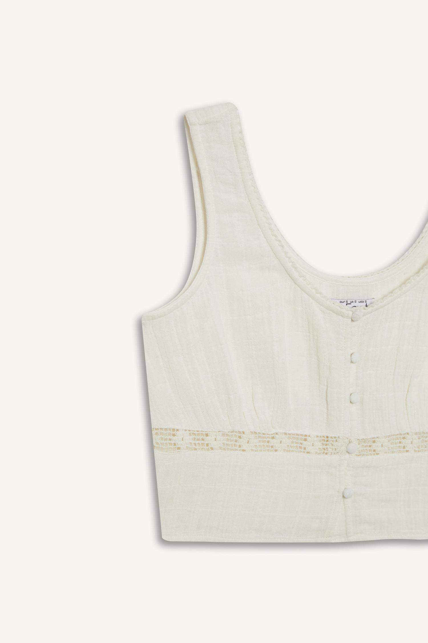 Blouse sans manches en mousseline à col U Coupe slim