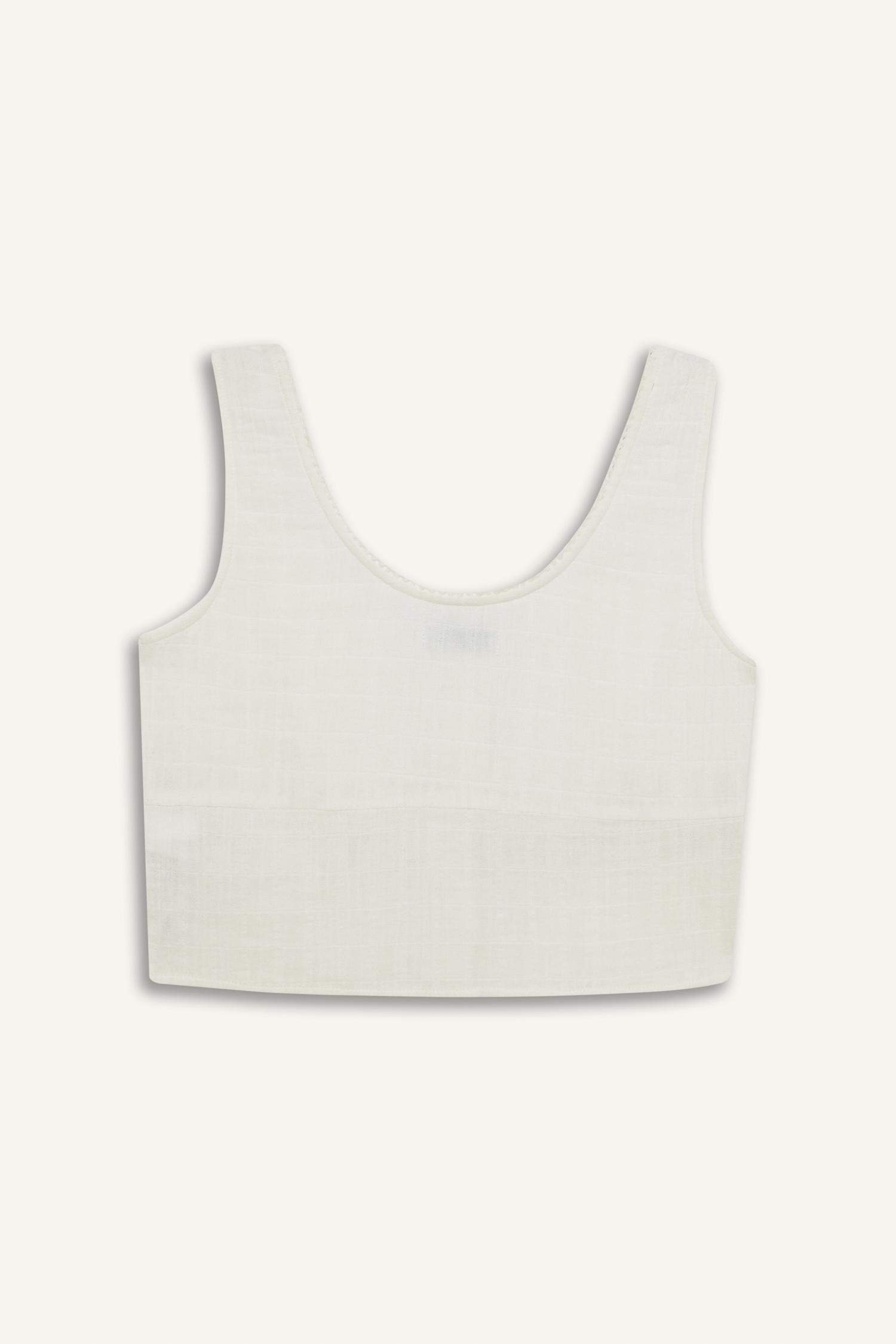 Blouse sans manches en mousseline à col U Coupe slim