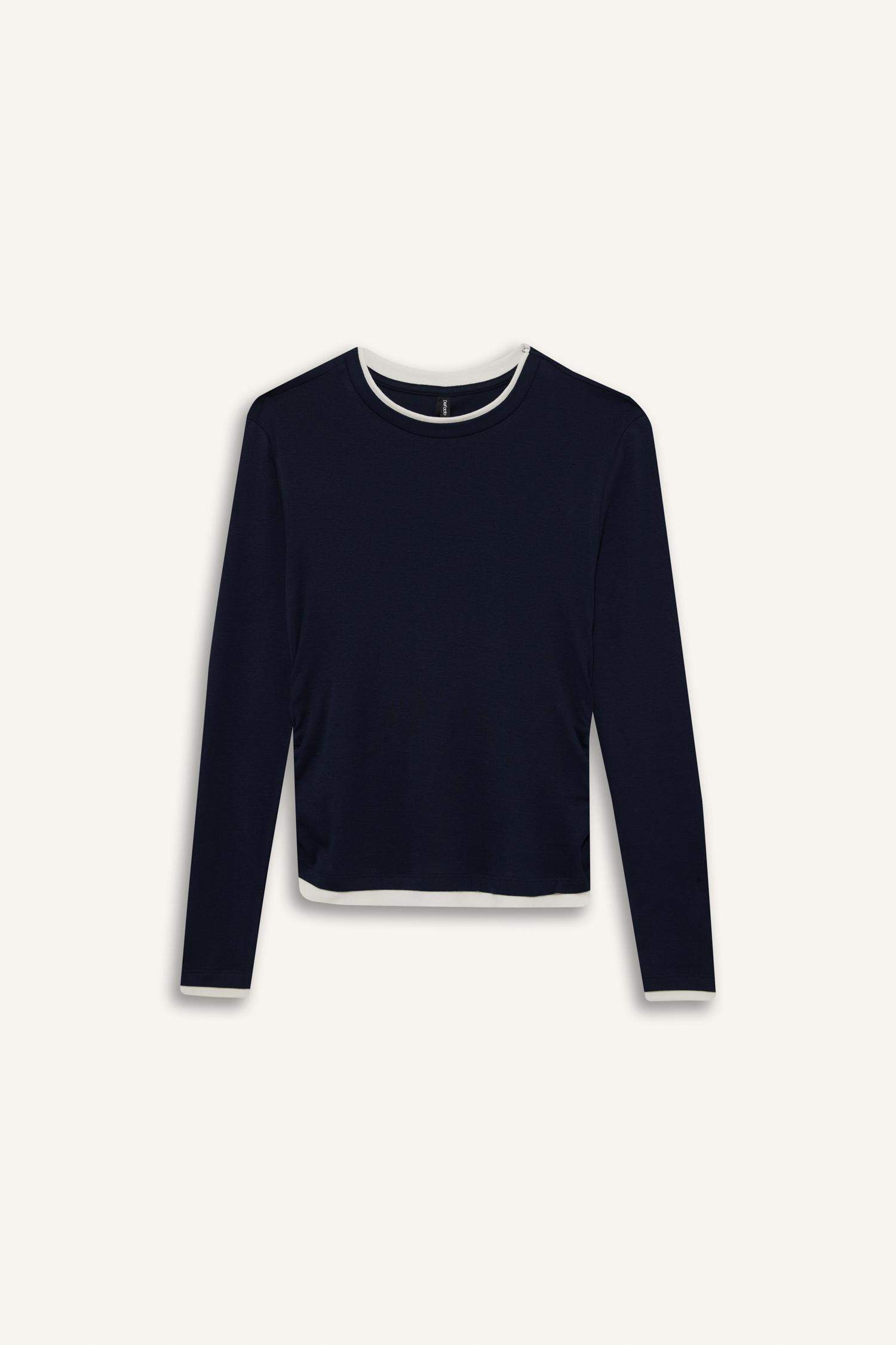 تيشيرت ردن طويل سليم فيت وياخة مستديرة