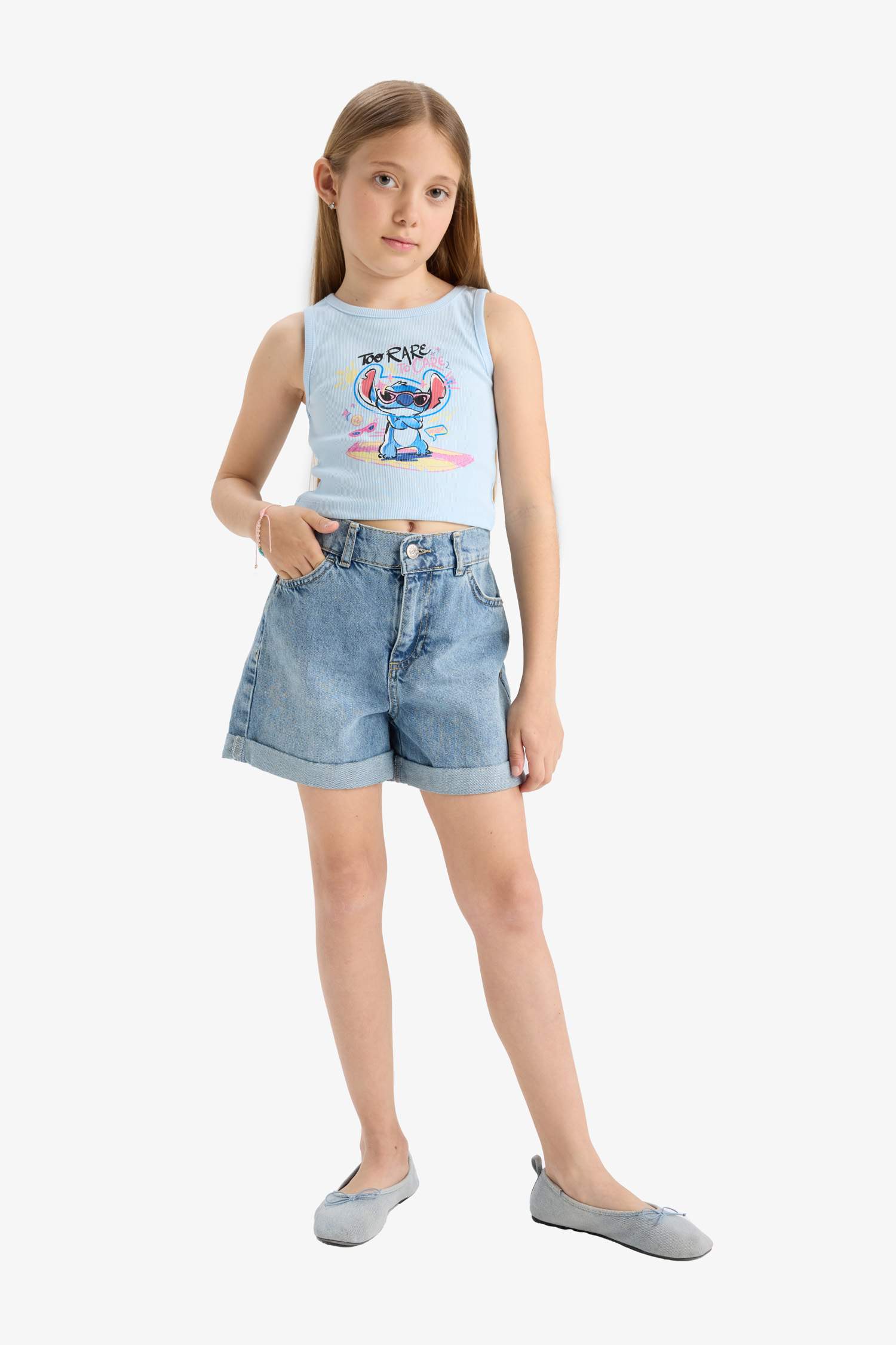 Girl Slim Fit Lilo & Stitch Licensed Ribana Tank Top