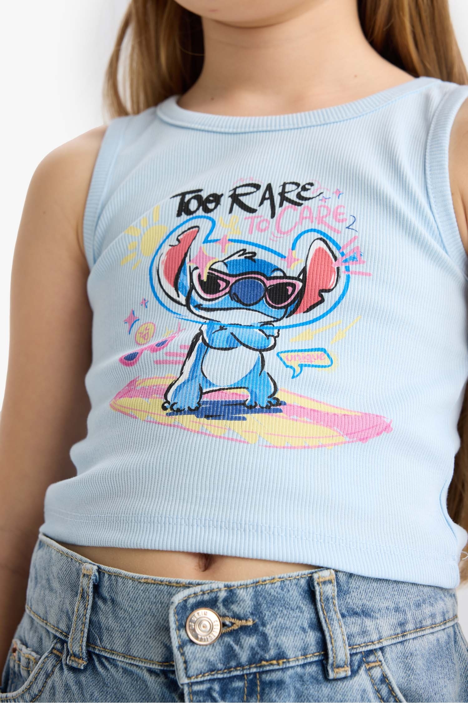 Girl Slim Fit Lilo & Stitch Licensed Ribana Tank Top