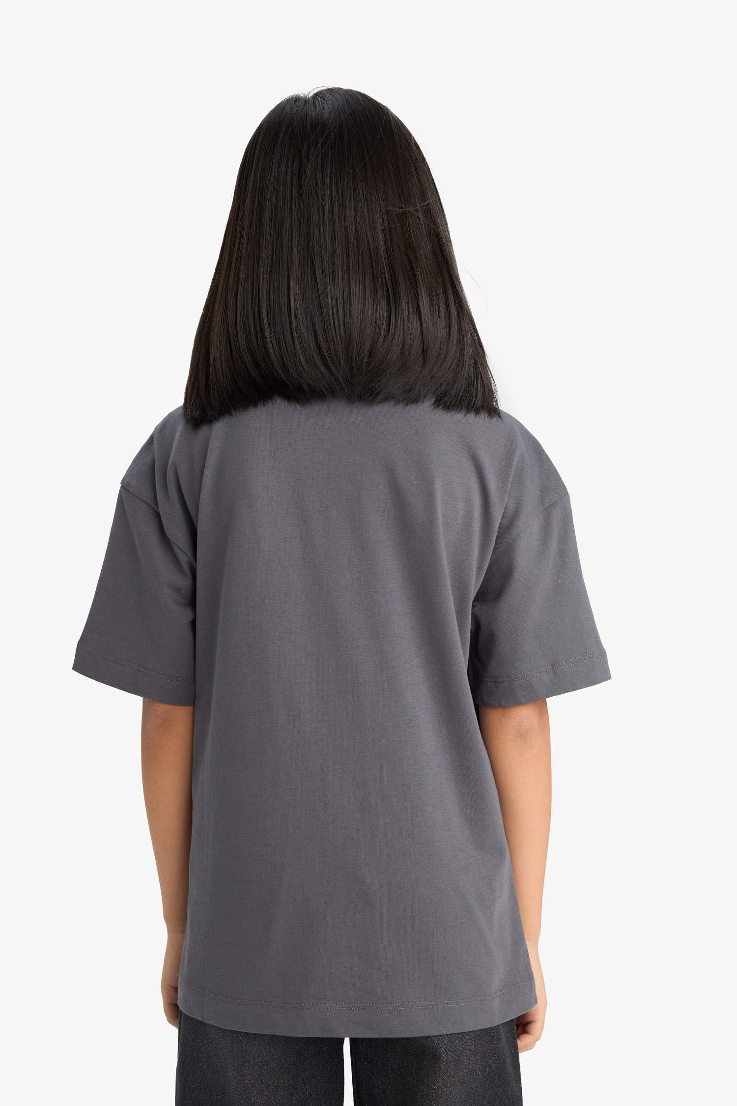 Kız Çocuk SpongeBob Oversize Geniş Kalıp Bisiklet Yaka Kısa Kollu Tişört