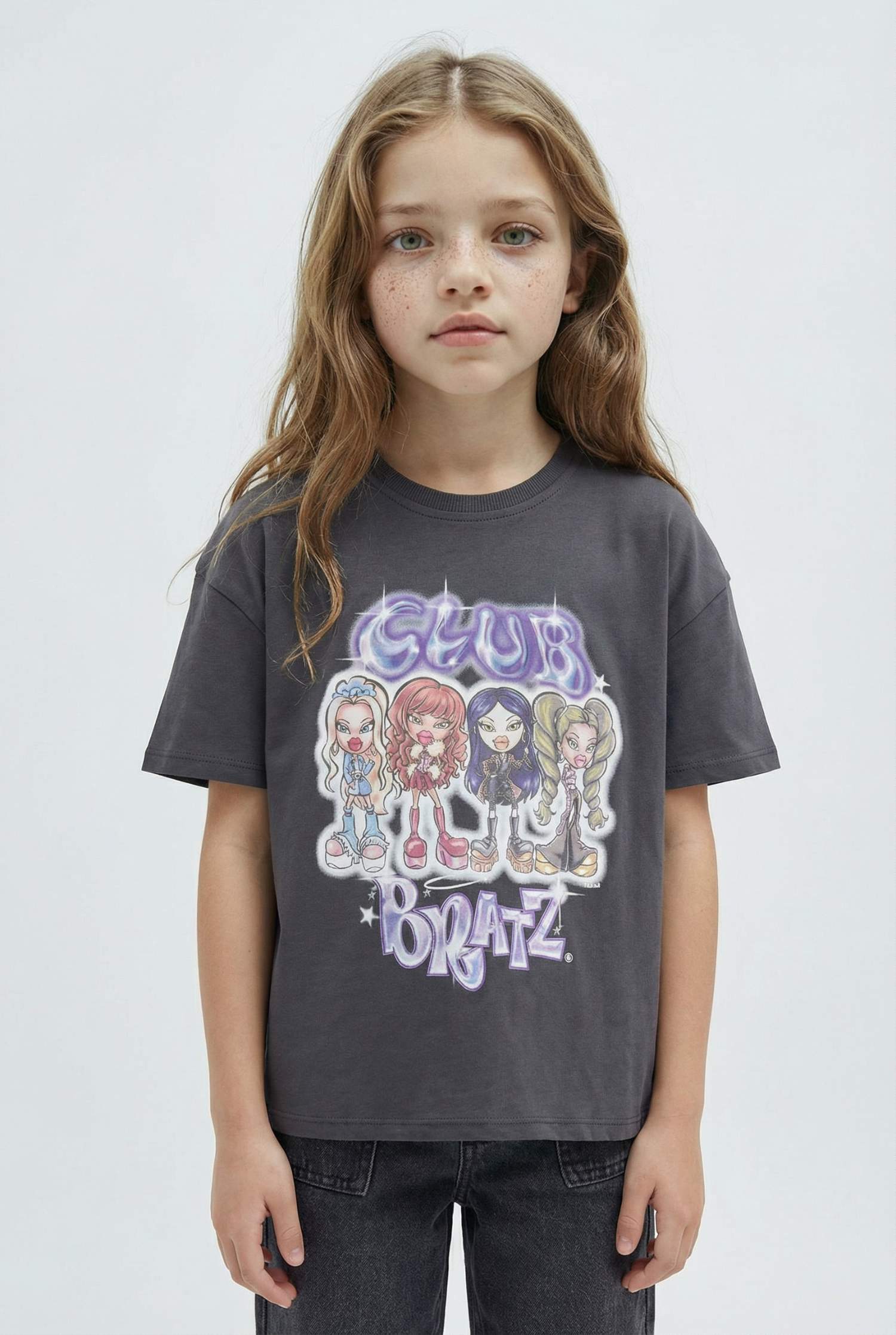 Қыздарға Bratz дөңгелек жаға қысқа жеңді Қысқа жеңді футболка