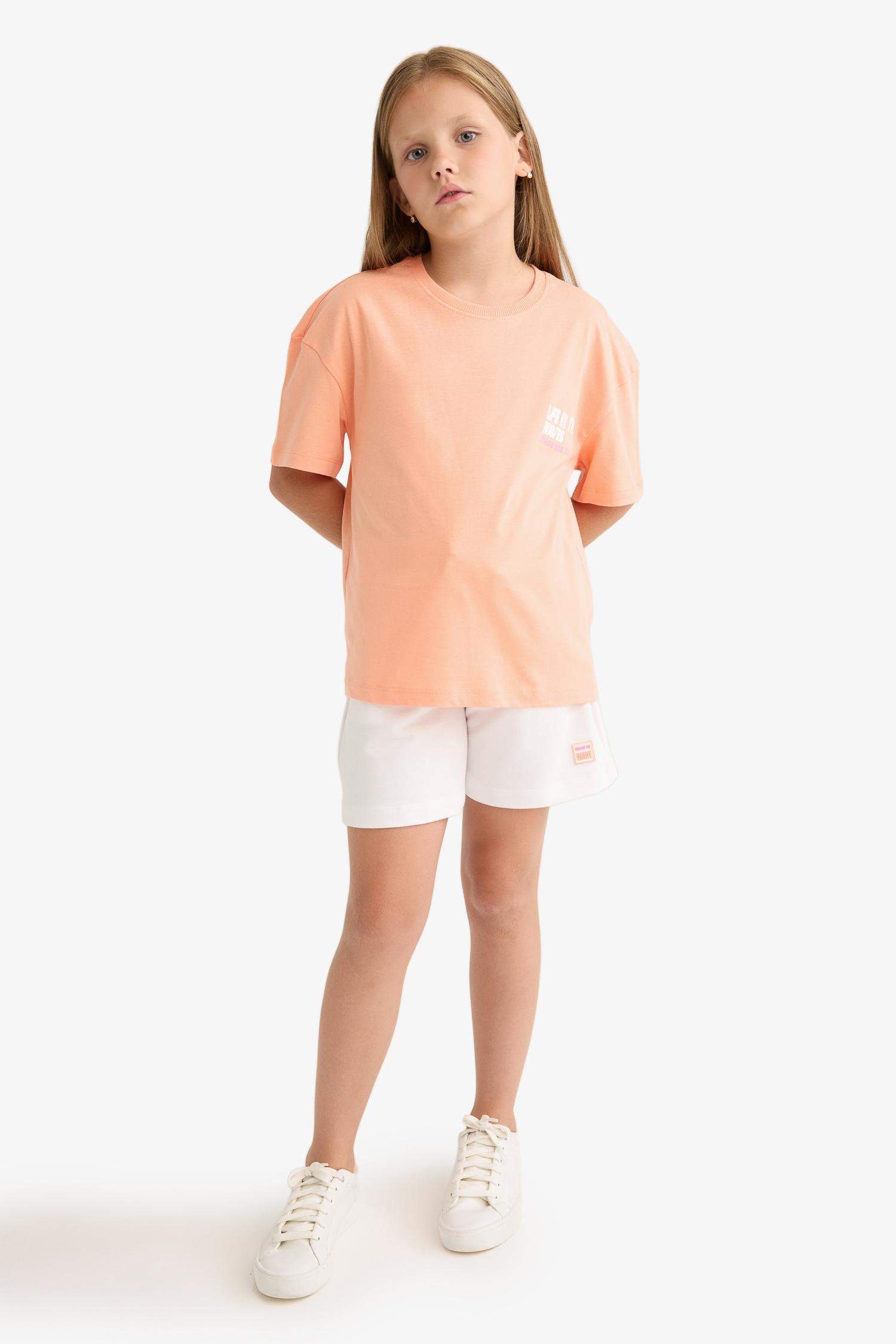 Kız Çocuk Beli Lastikli Beyaz Şort