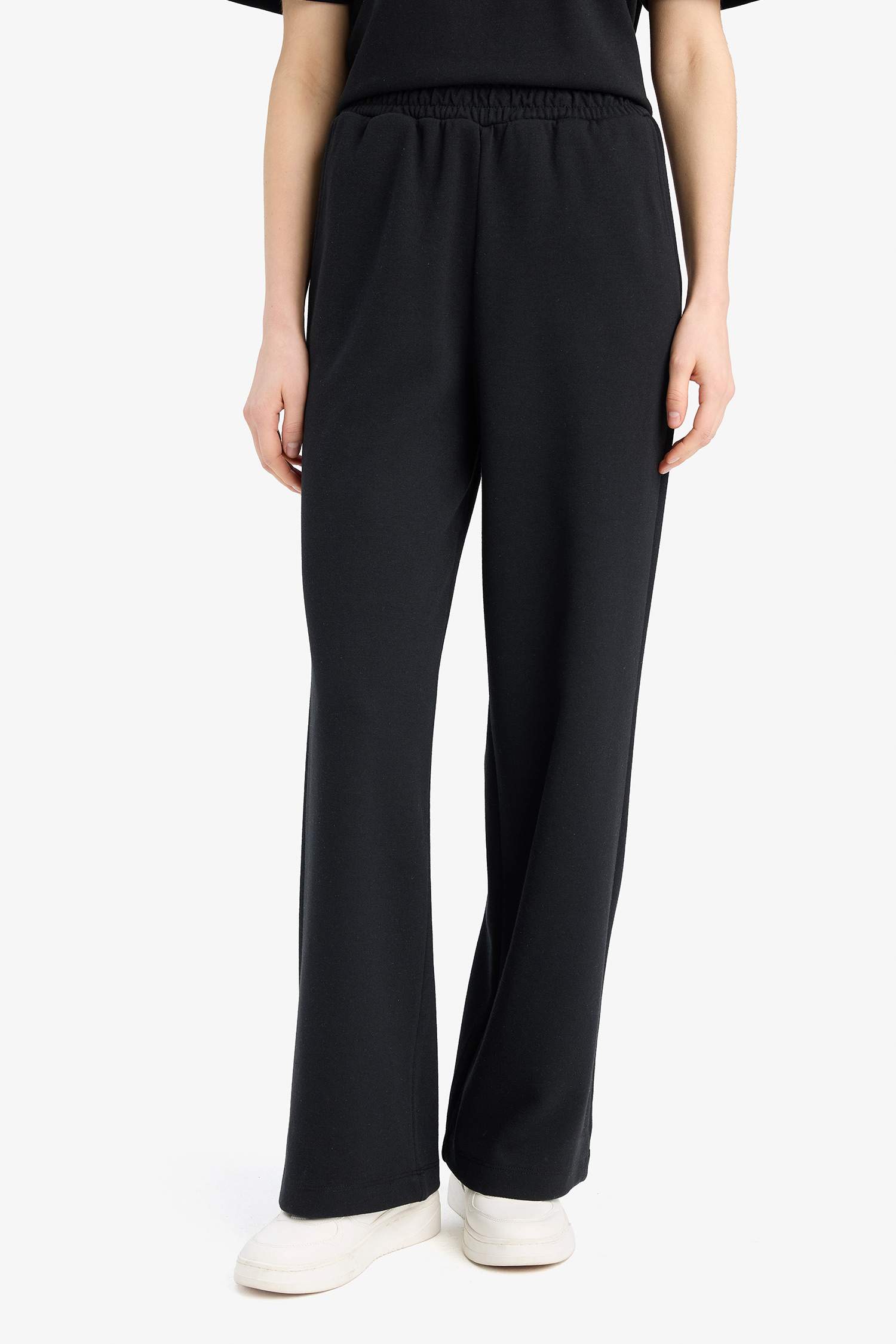 Relax Fit 2'li Takım Bisiklet Yaka Kısa Kollu Üst Beli Lastikli Uzun Alt