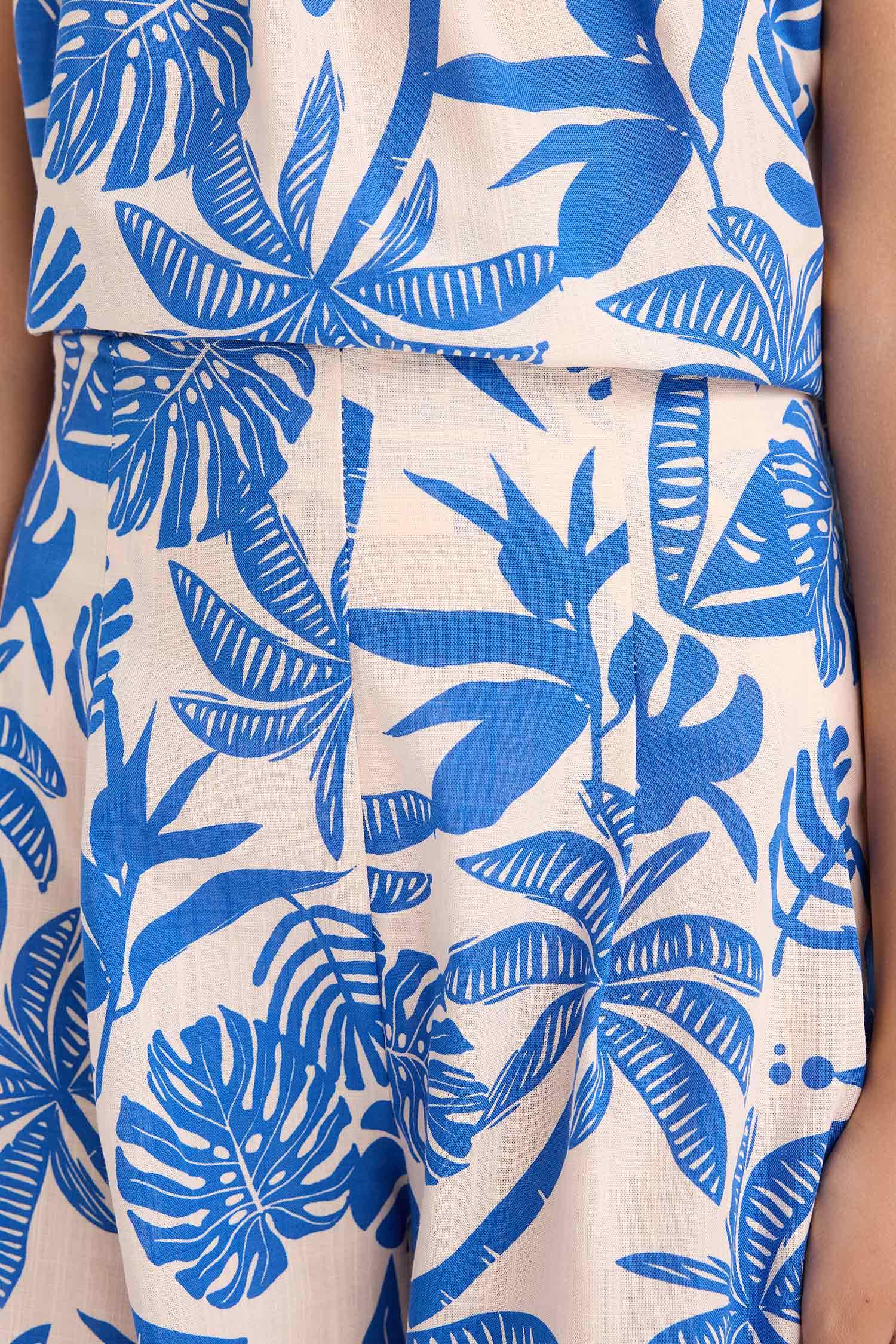 سيت بناتي بنطلون وبلوزة ذو مظهر كتان - قطعتين