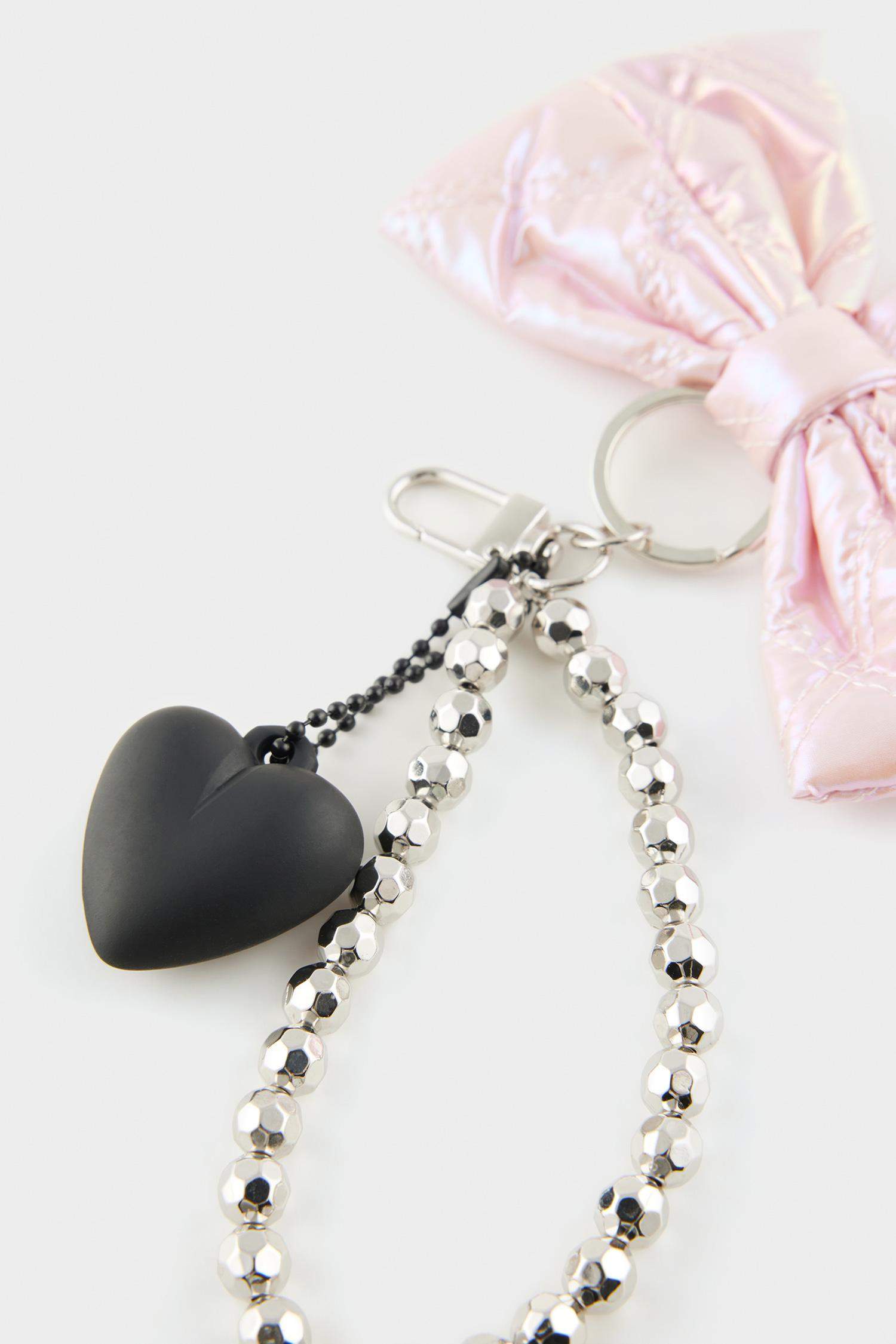 Kadın Pelüş Leopar Desenli Kalp Charm Anahtarlık