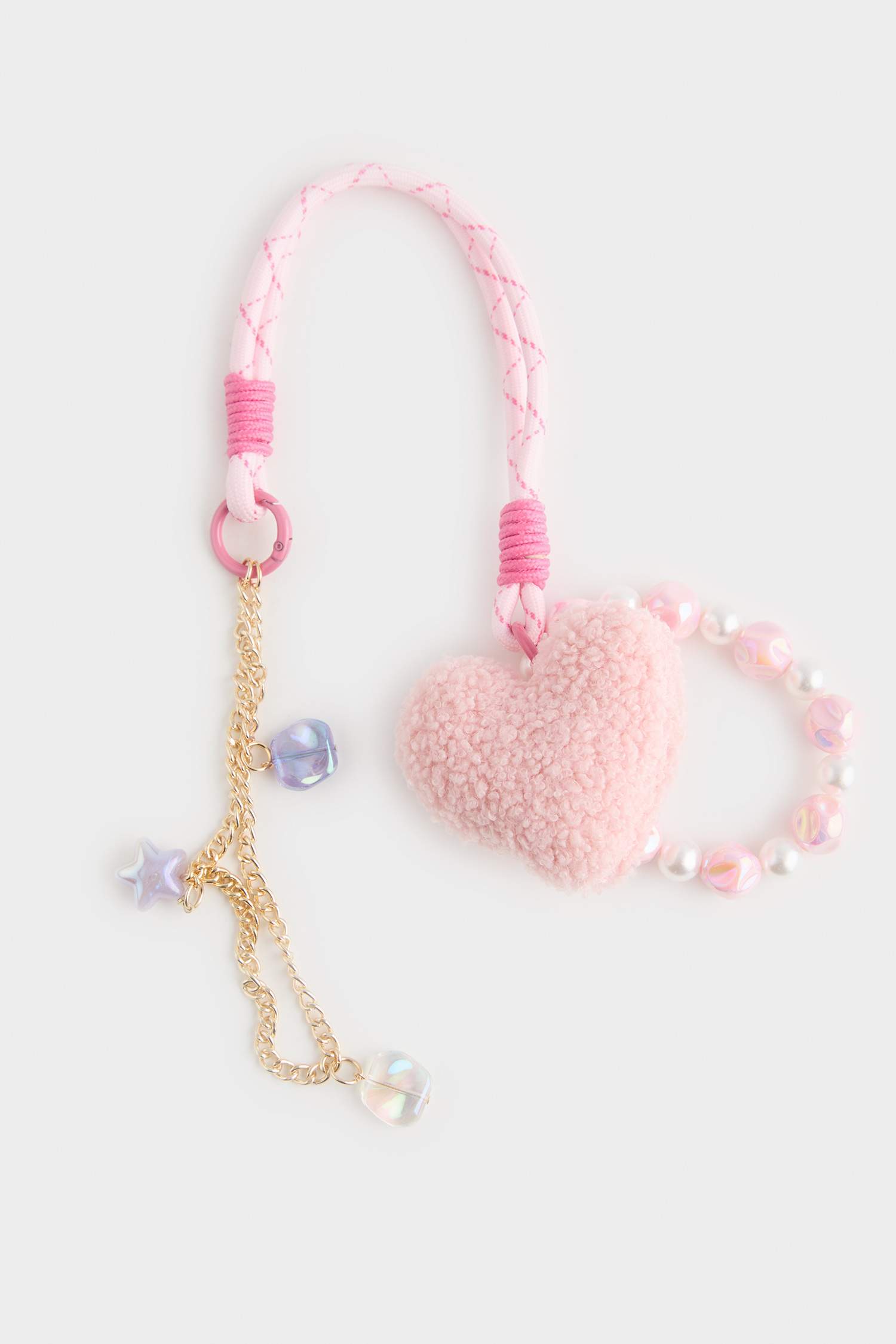 Kadın Pelüş Pembe Kalp Charm Anahtarlık