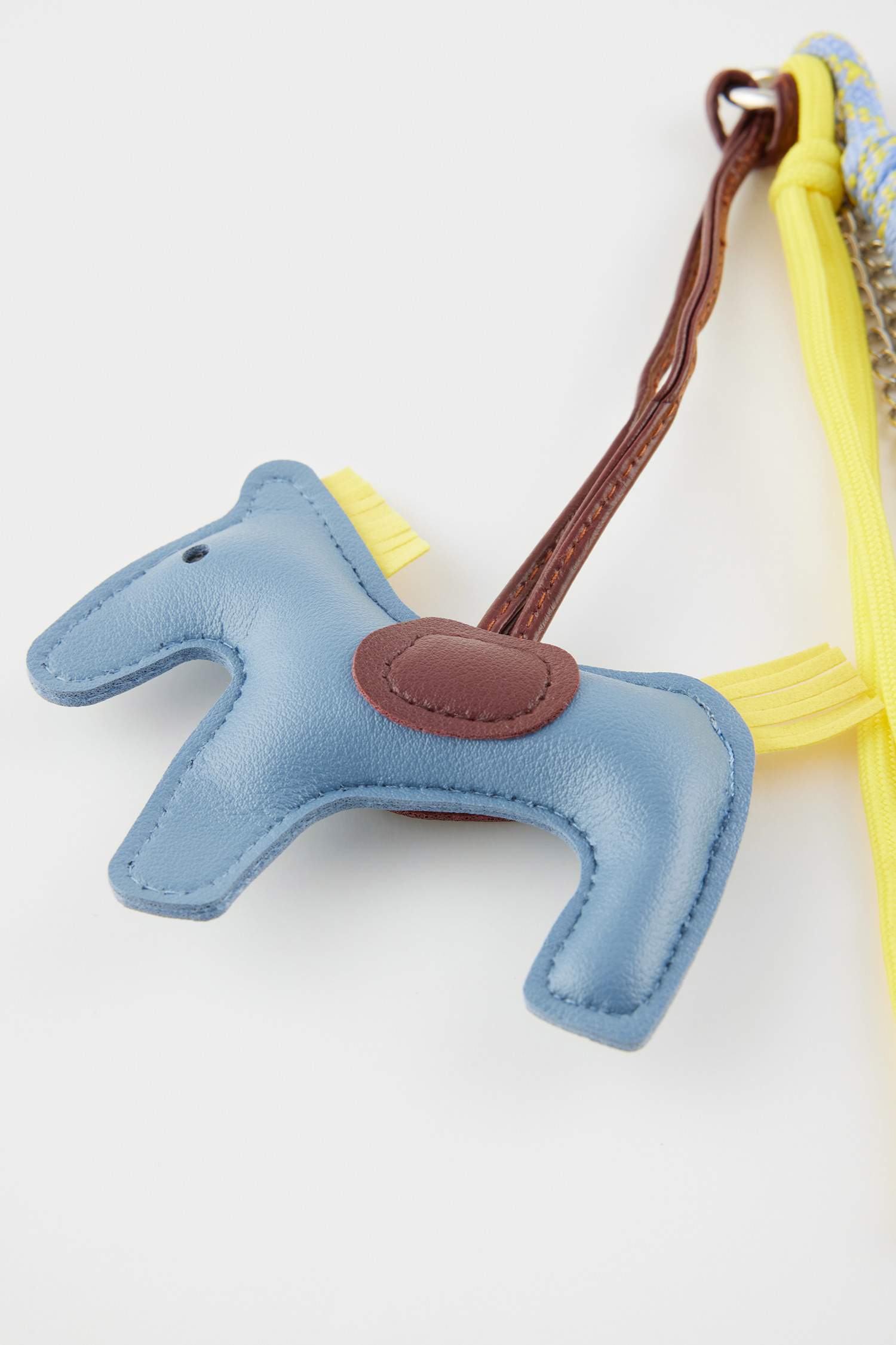 Mavi Lucky Horse Charm Suni Deri Charm Anahtarlık