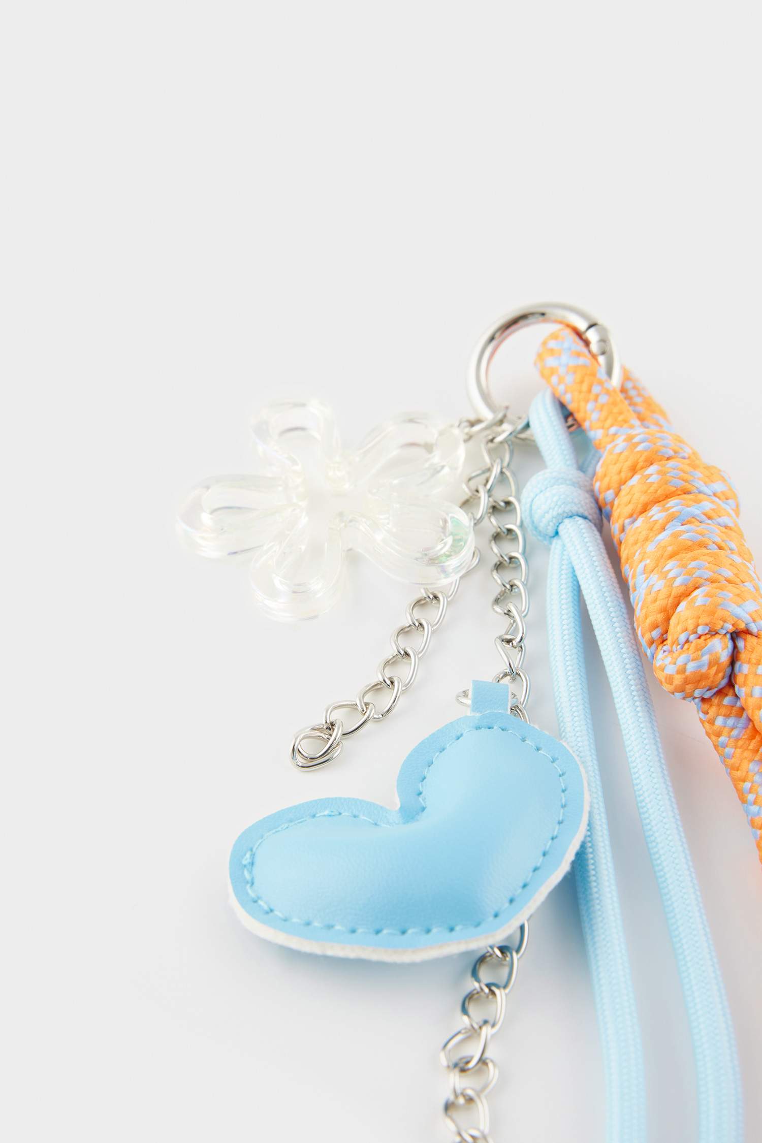 Blue Heart Faux Leather Charm Keychain