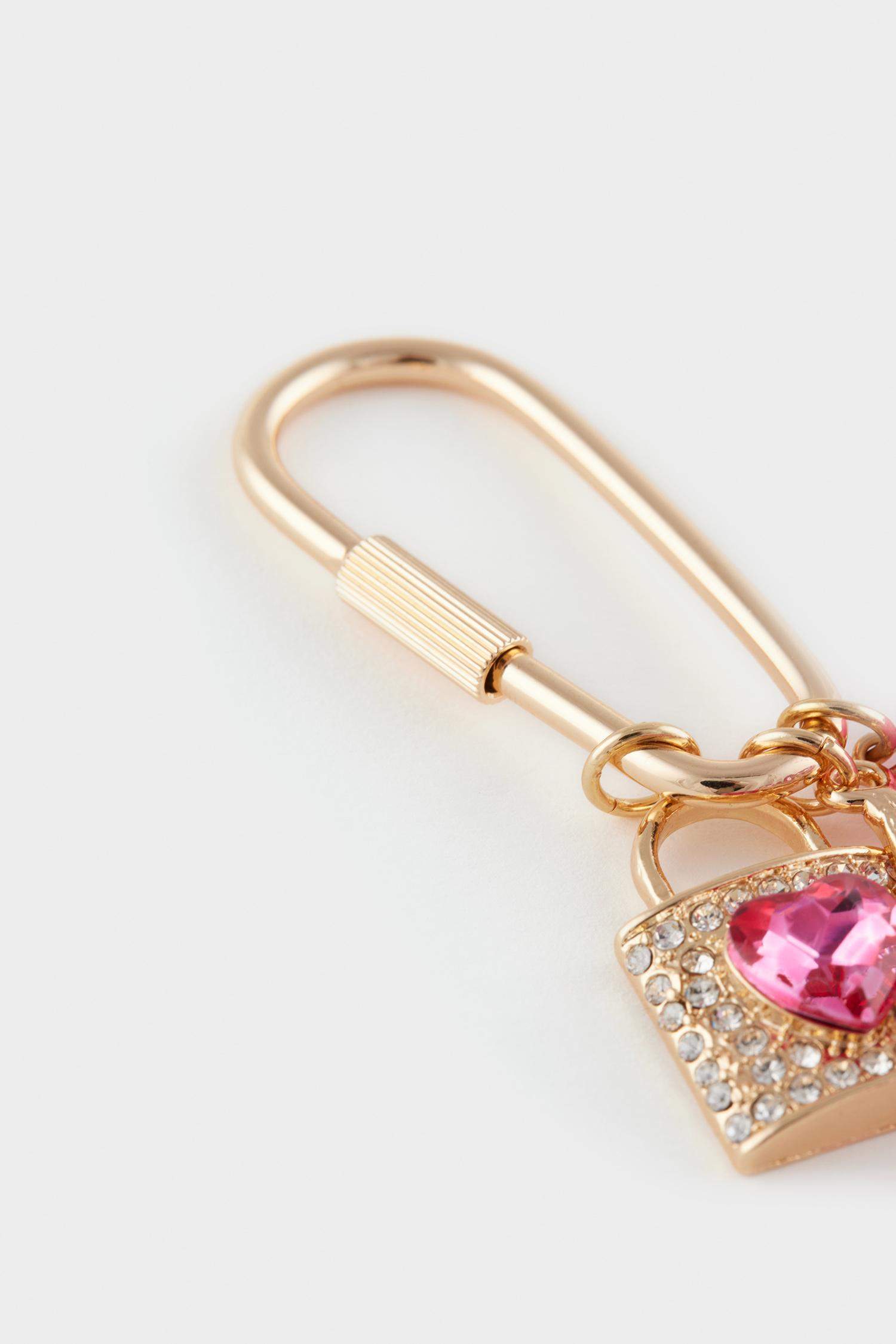 Kadın Pembe Taşlı Kirazlı Charm Anahtarlık