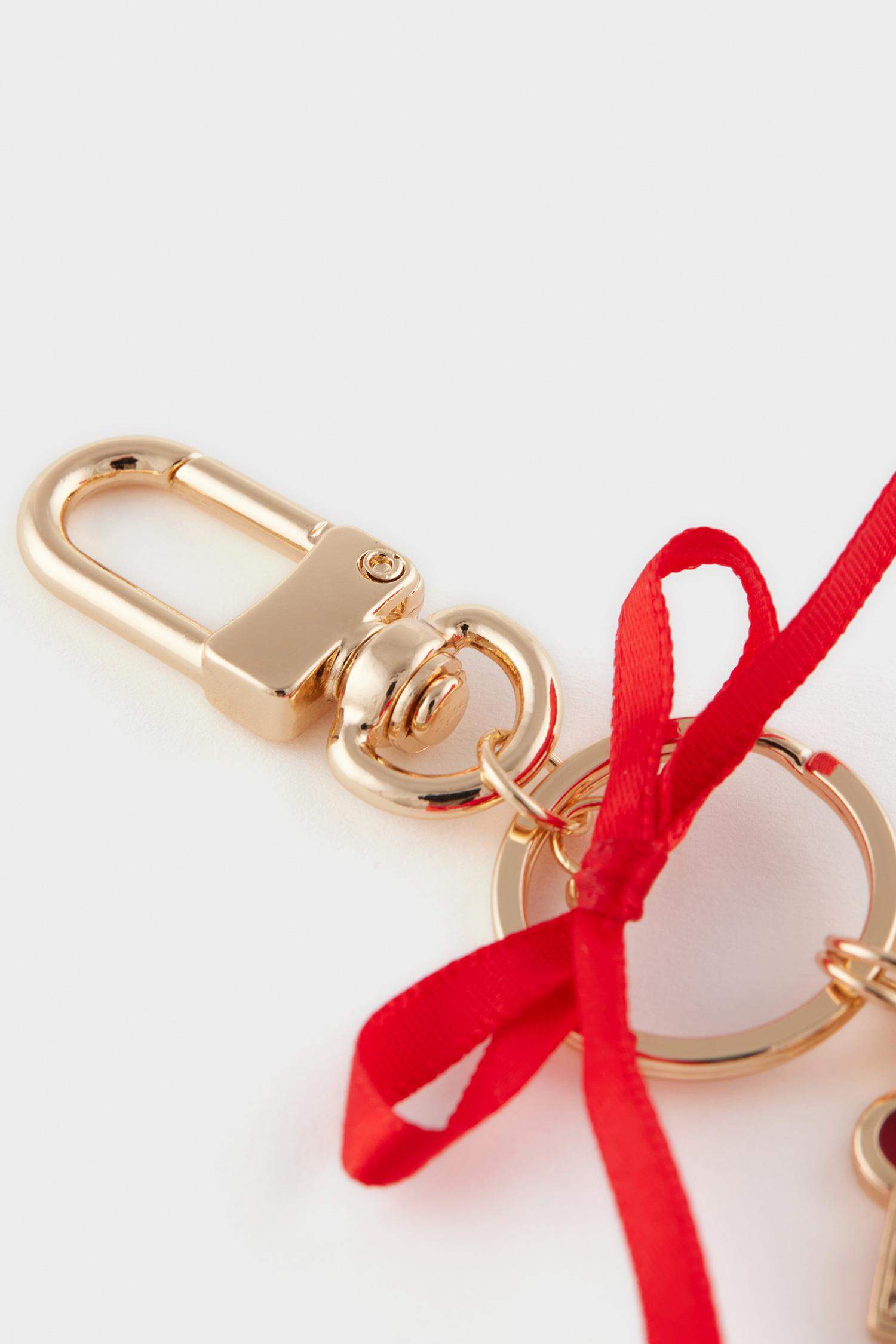 Kadın Gold Kırmızı Kalpli Charm Anahtarlık