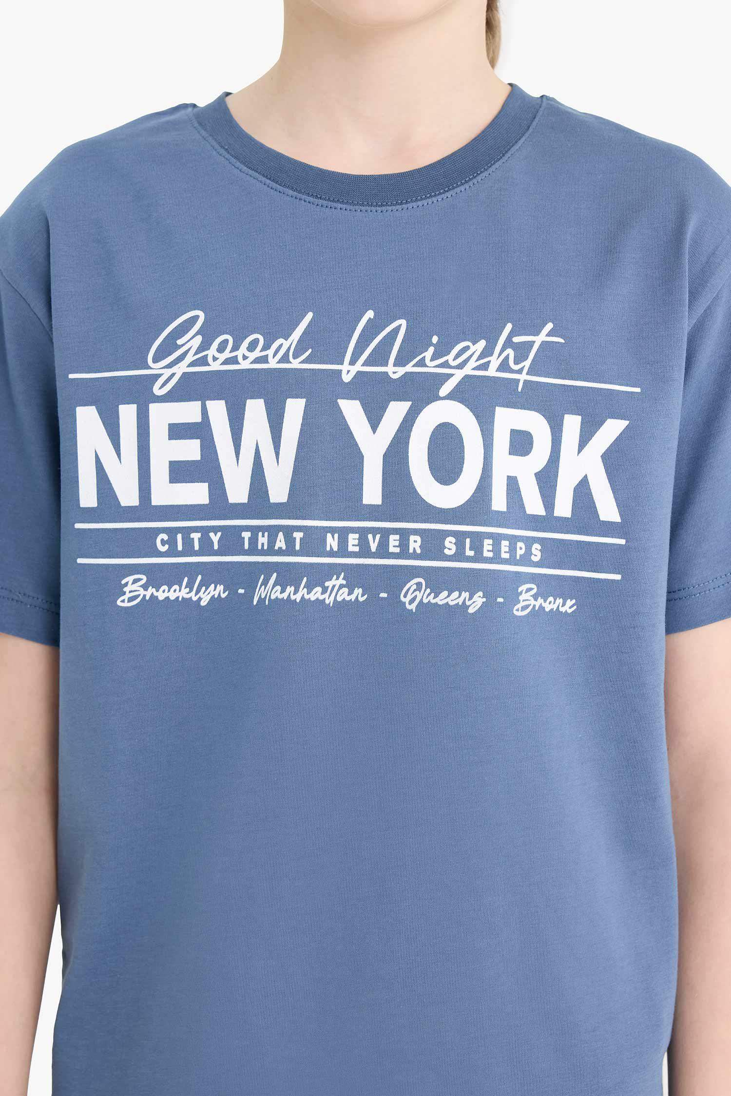 Erkek Çocuk Pijama Takımı Baskılı Kısa Kollu Tişört Beli Lastikli Şort