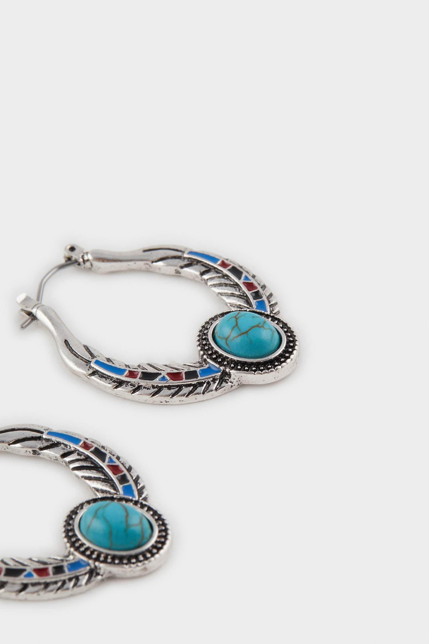 Kadın Eskitme Mavi Taşlı Silver Küpe