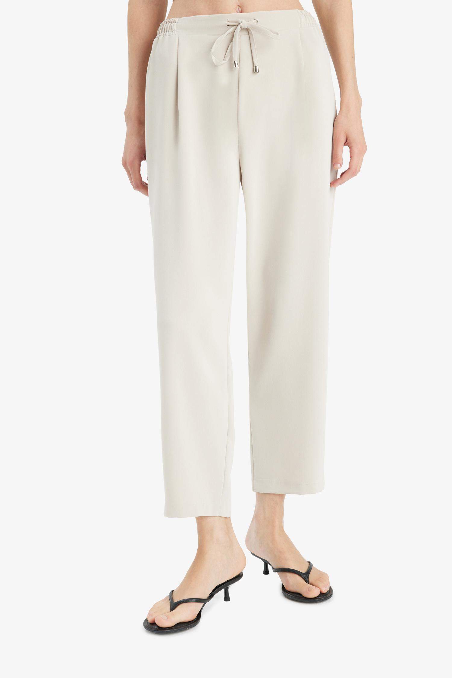 Carrot Fit High Waist Straight Leg Trousers