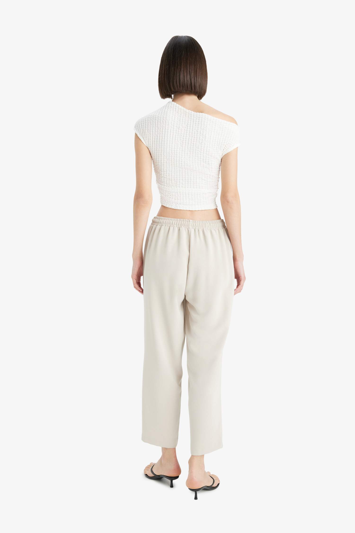 Carrot Fit High Waist Straight Leg Trousers