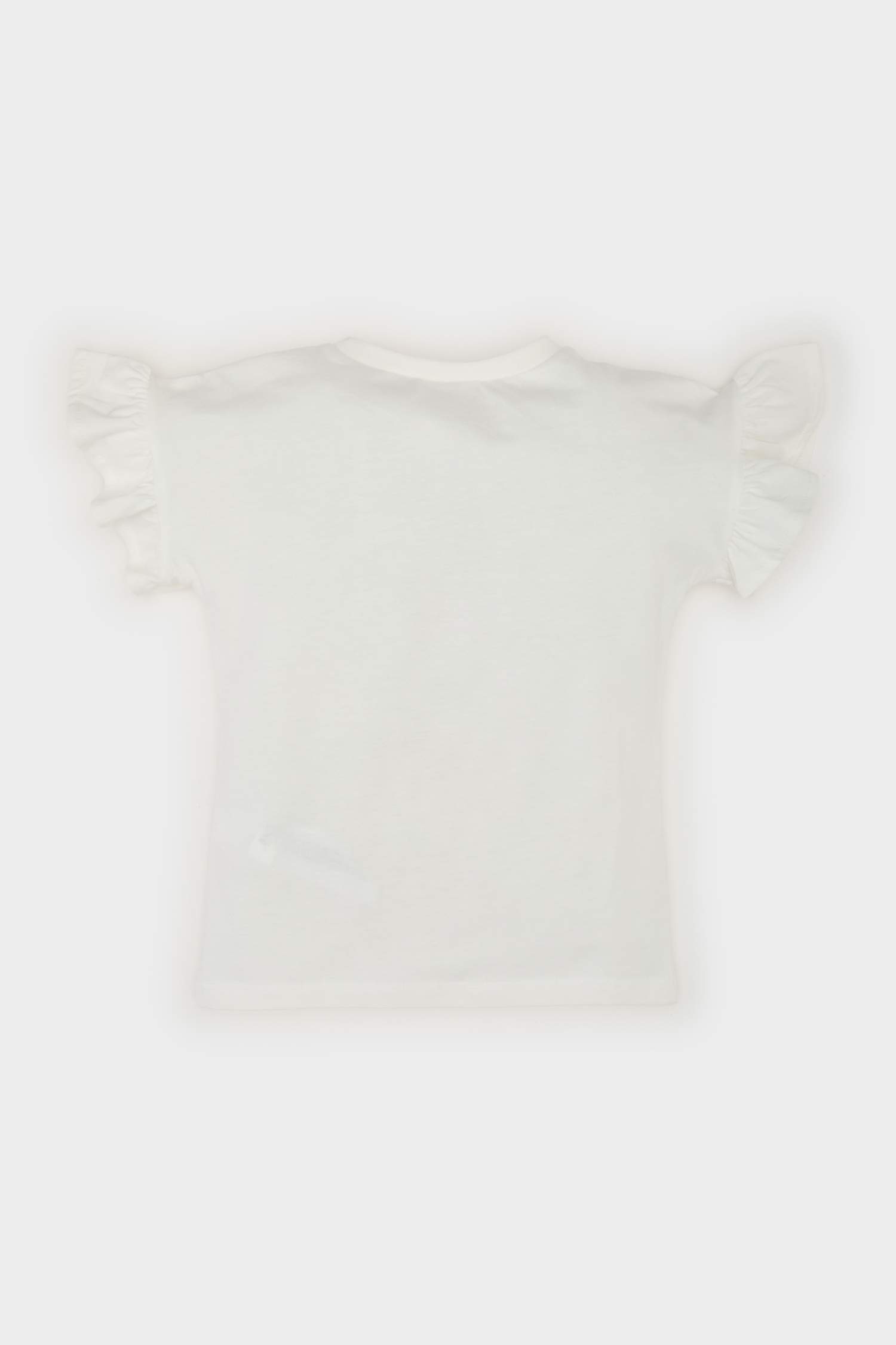 Kız Bebek Bisiklet Yaka Balerin Baskılı Kısa Kollu Tişört