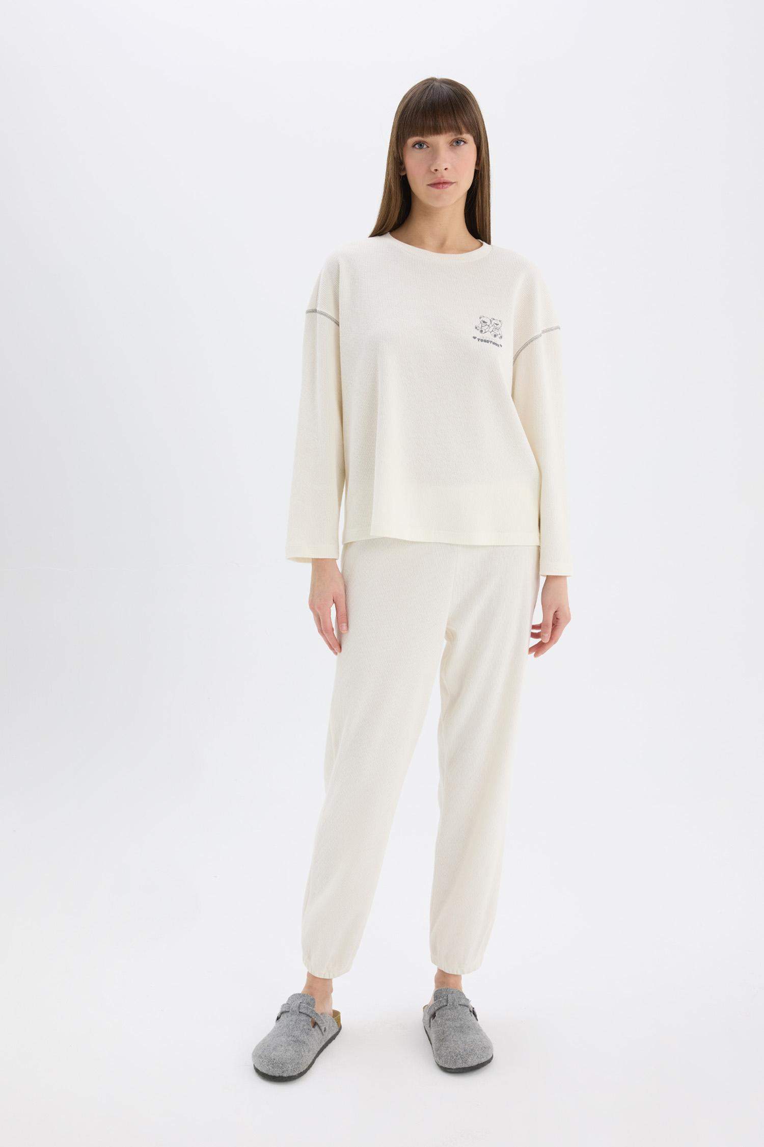 Пижама для Дня Святого Валентина, состоящая из вельветовой рубашки с длинными рукавами и пижамных брюк с эластичной талией