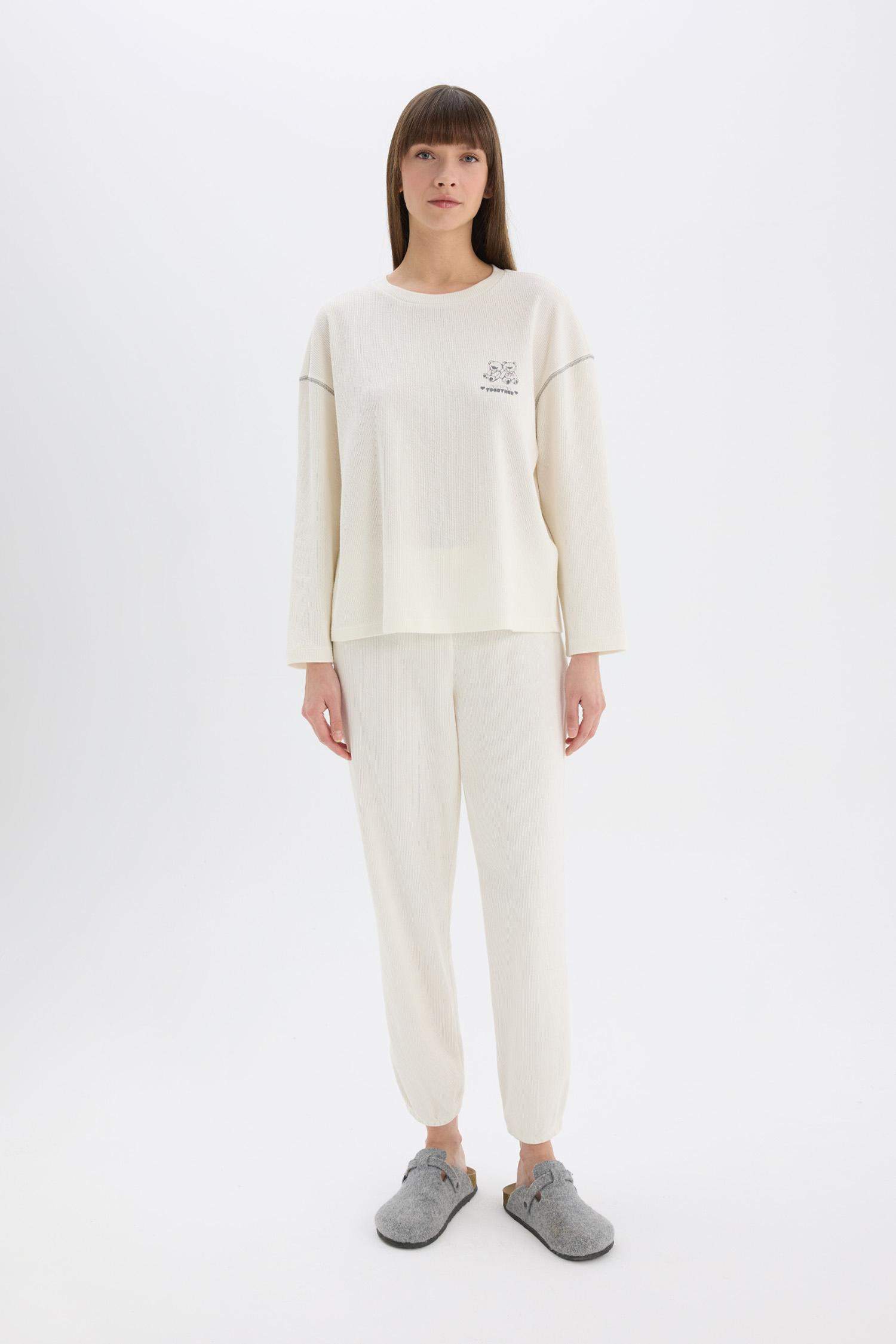 Пижама для Дня Святого Валентина, состоящая из вельветовой рубашки с длинными рукавами и пижамных брюк с эластичной талией