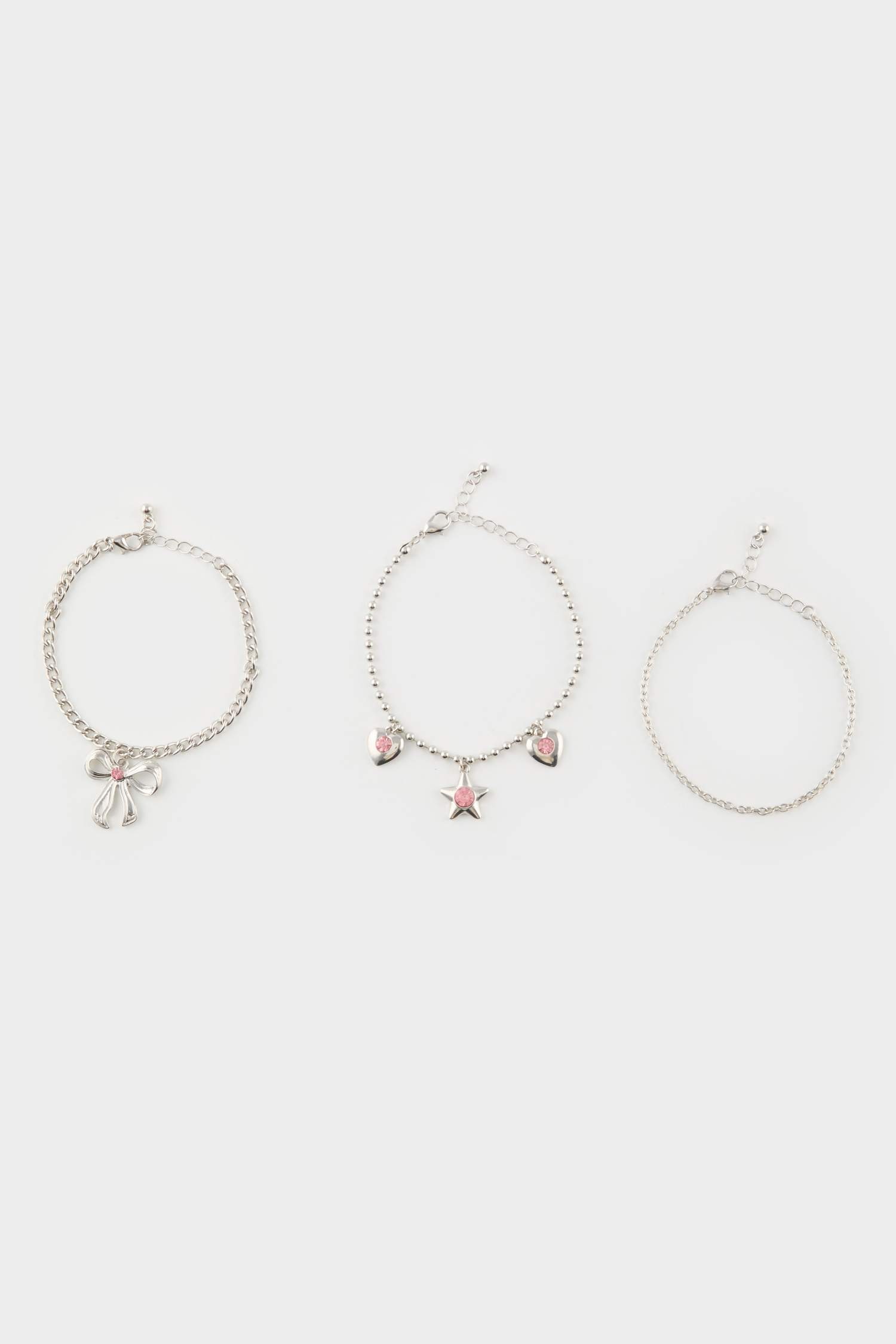 Kadın Pembe Taşlı 3'lü Silver Bileklik