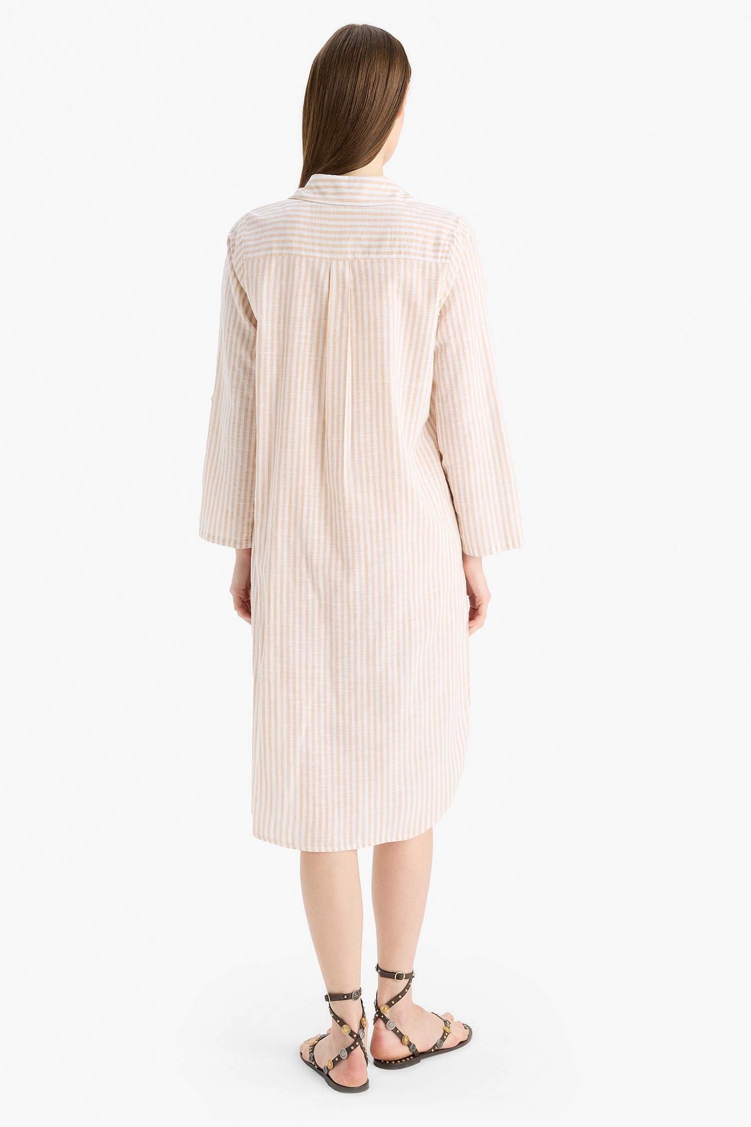 Gömlek Yaka Uzun Kollu Plaj Gömleği-Fall in Love