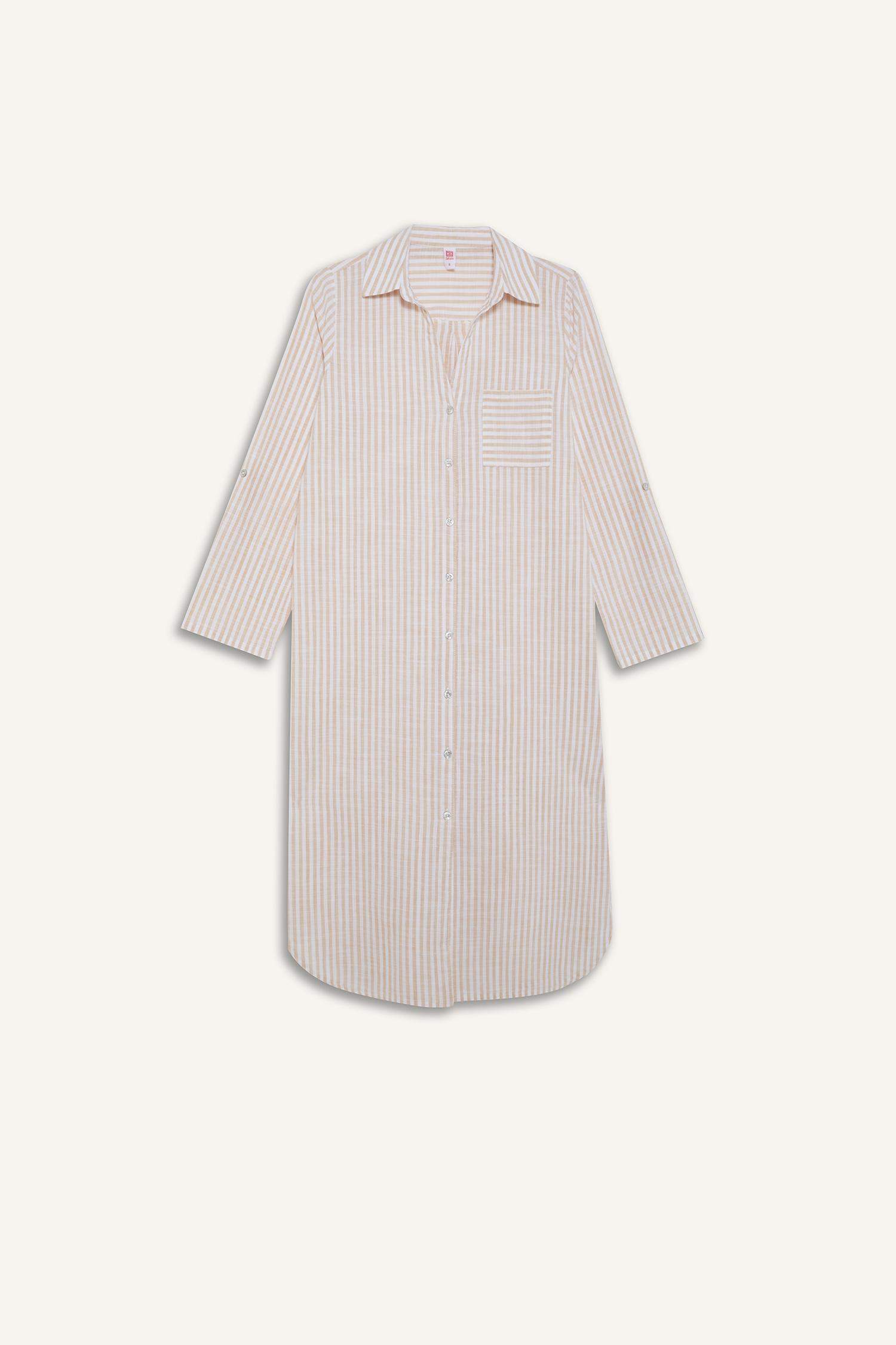 Gömlek Yaka Uzun Kollu Plaj Gömleği-Fall in Love