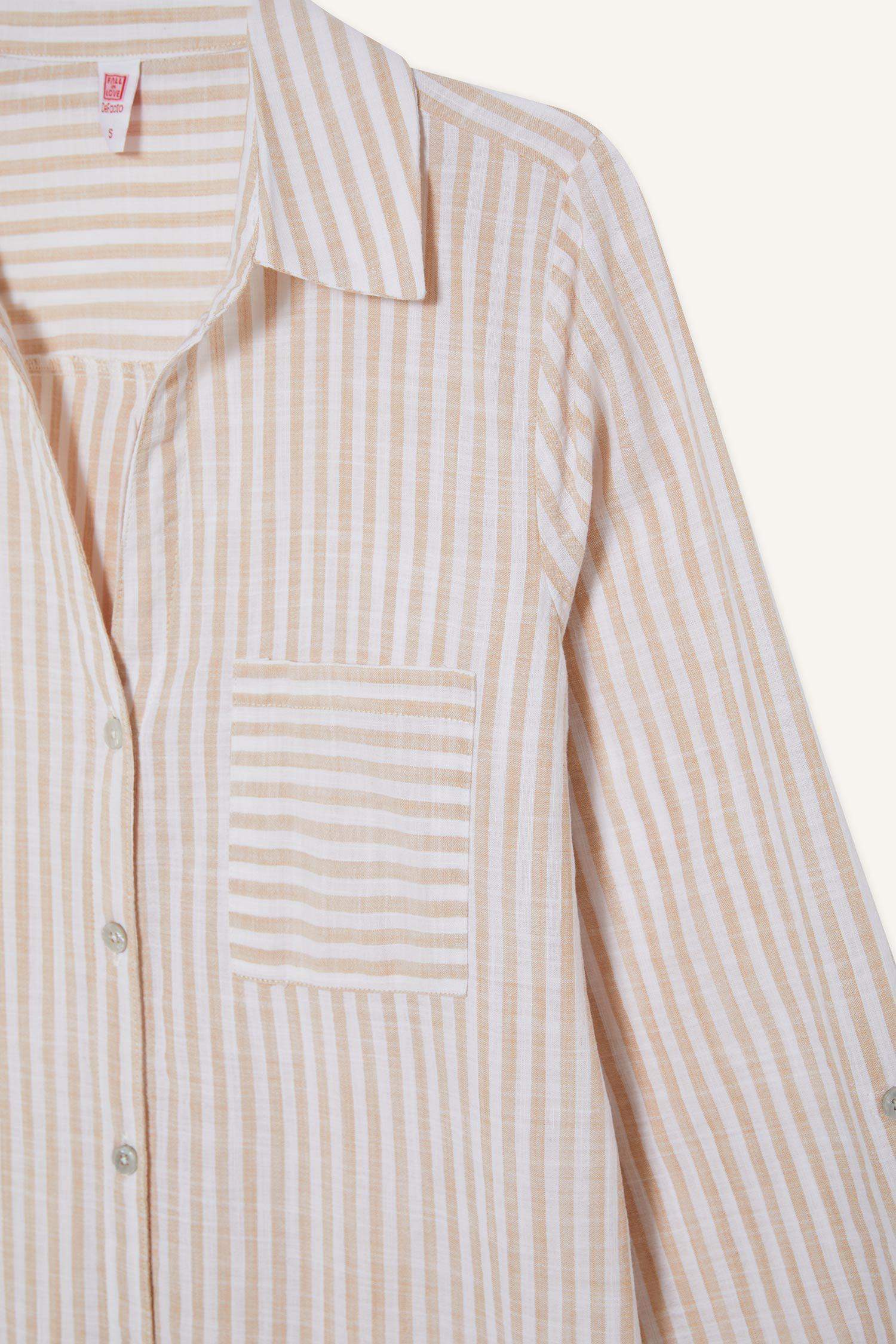 Gömlek Yaka Uzun Kollu Plaj Gömleği-Fall in Love