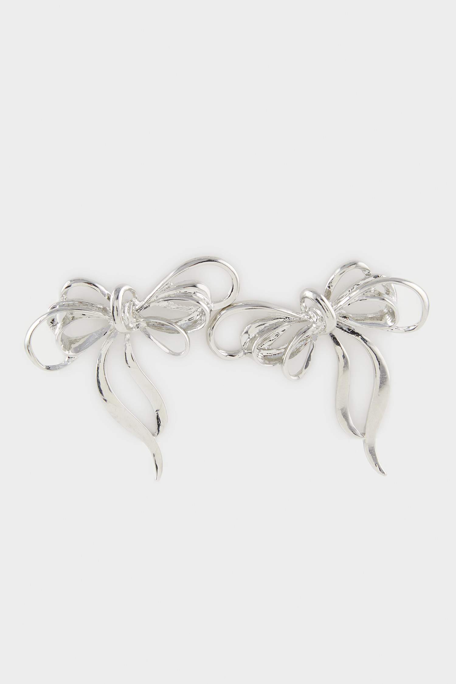 Woman Ribbon Silver Earrings