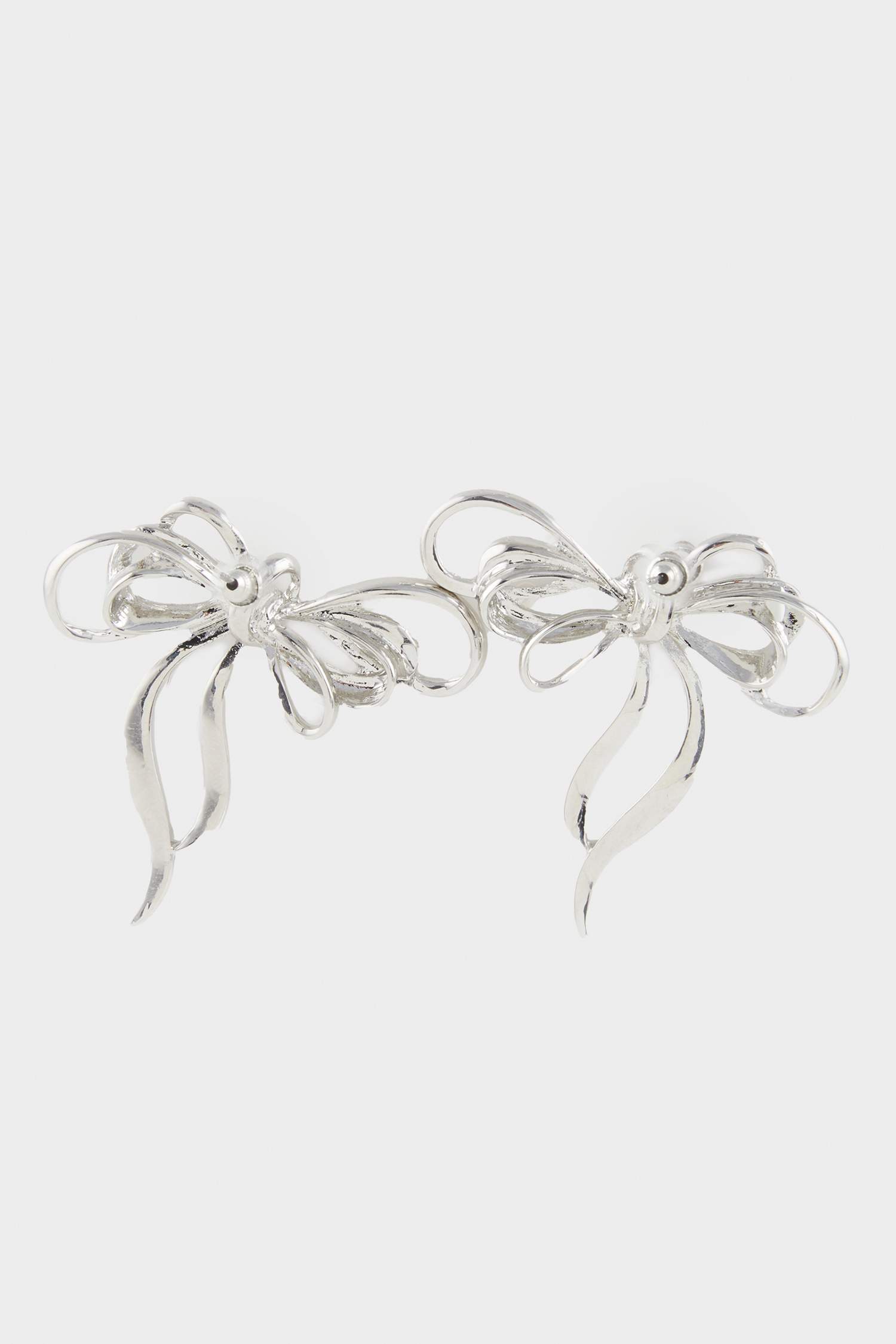 Woman Ribbon Silver Earrings