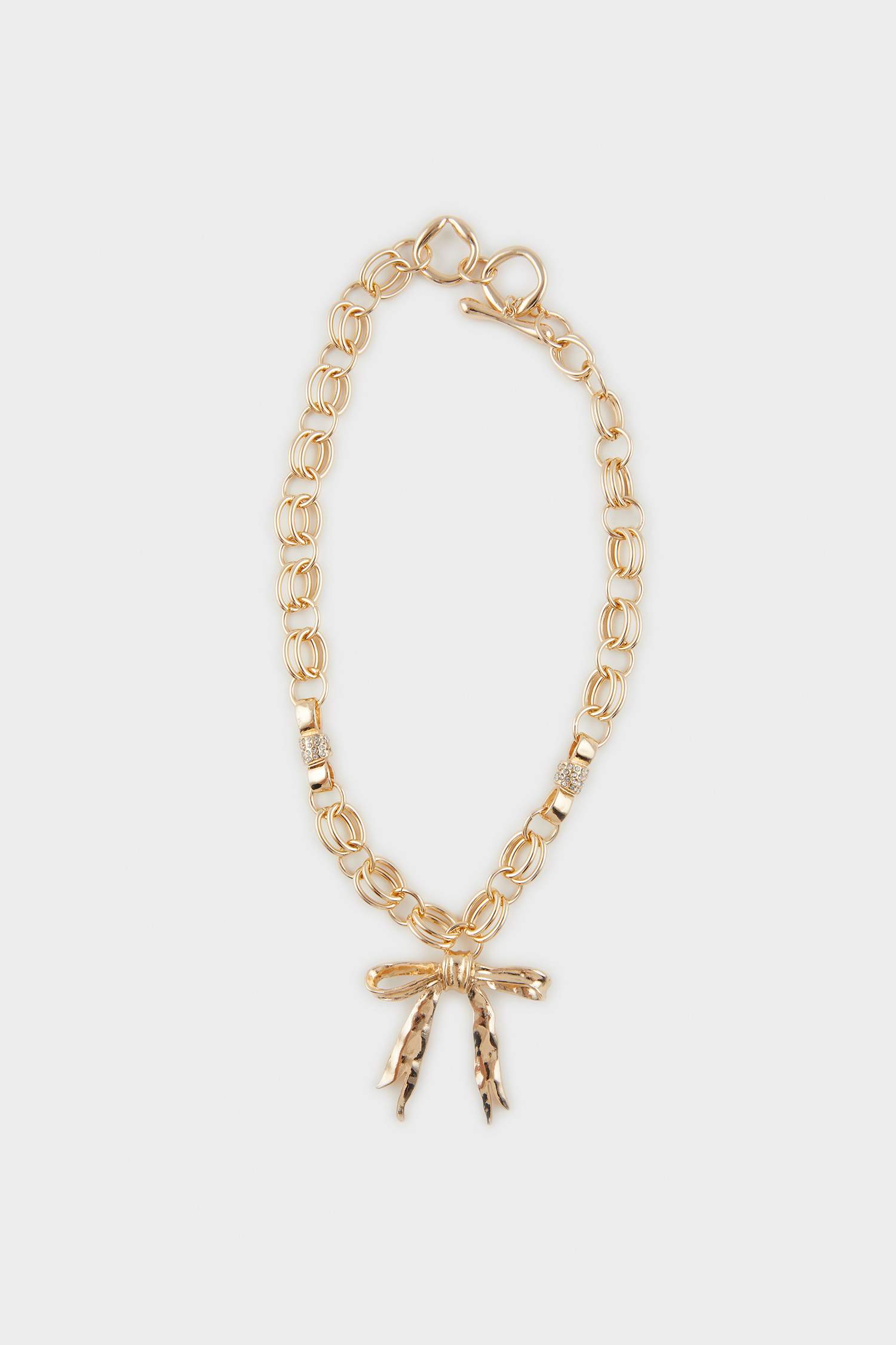 Woman Ribbon Thick Chain Gold Necklace