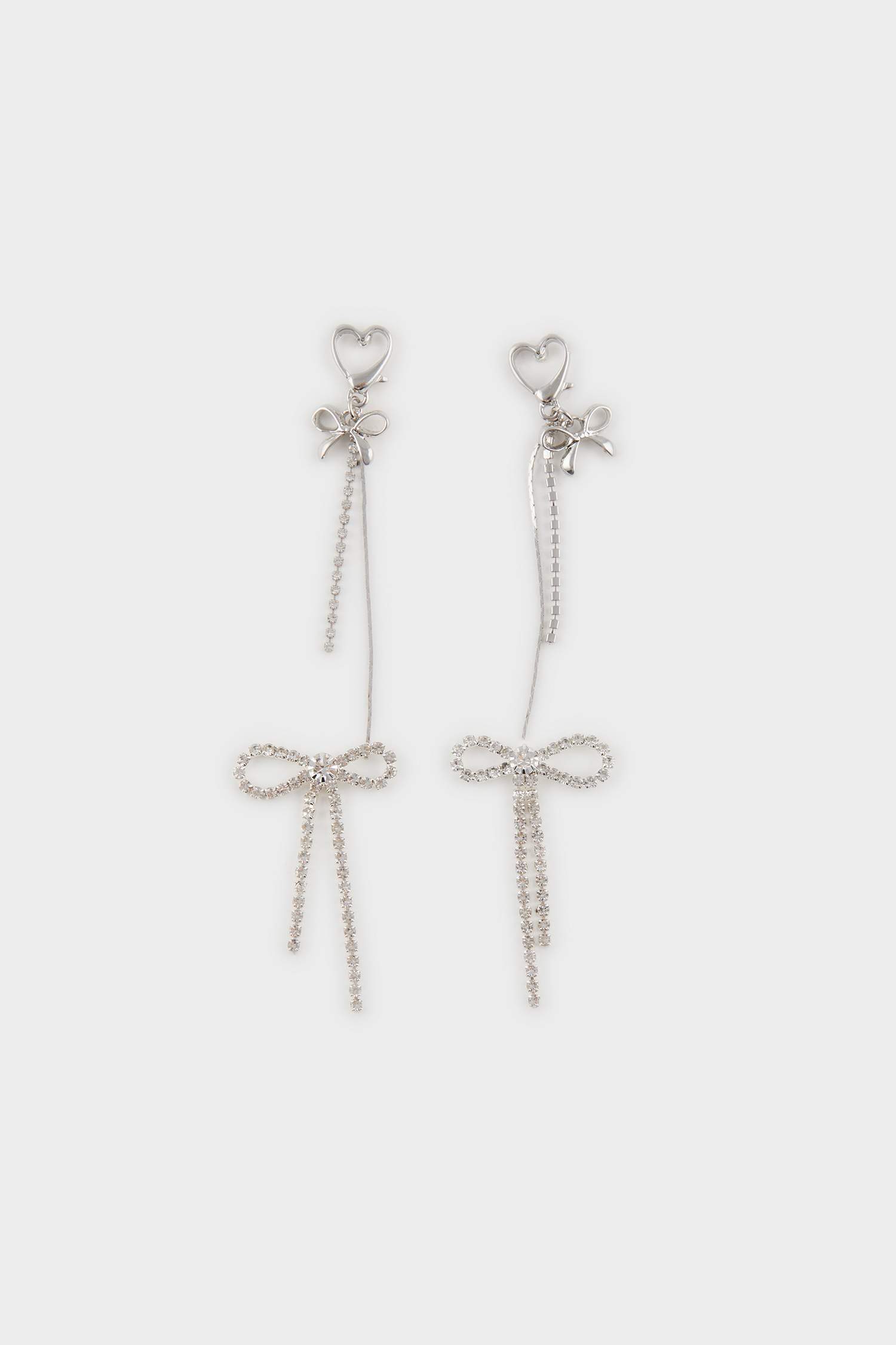Woman 2 Piece Dangling Silver Earrings