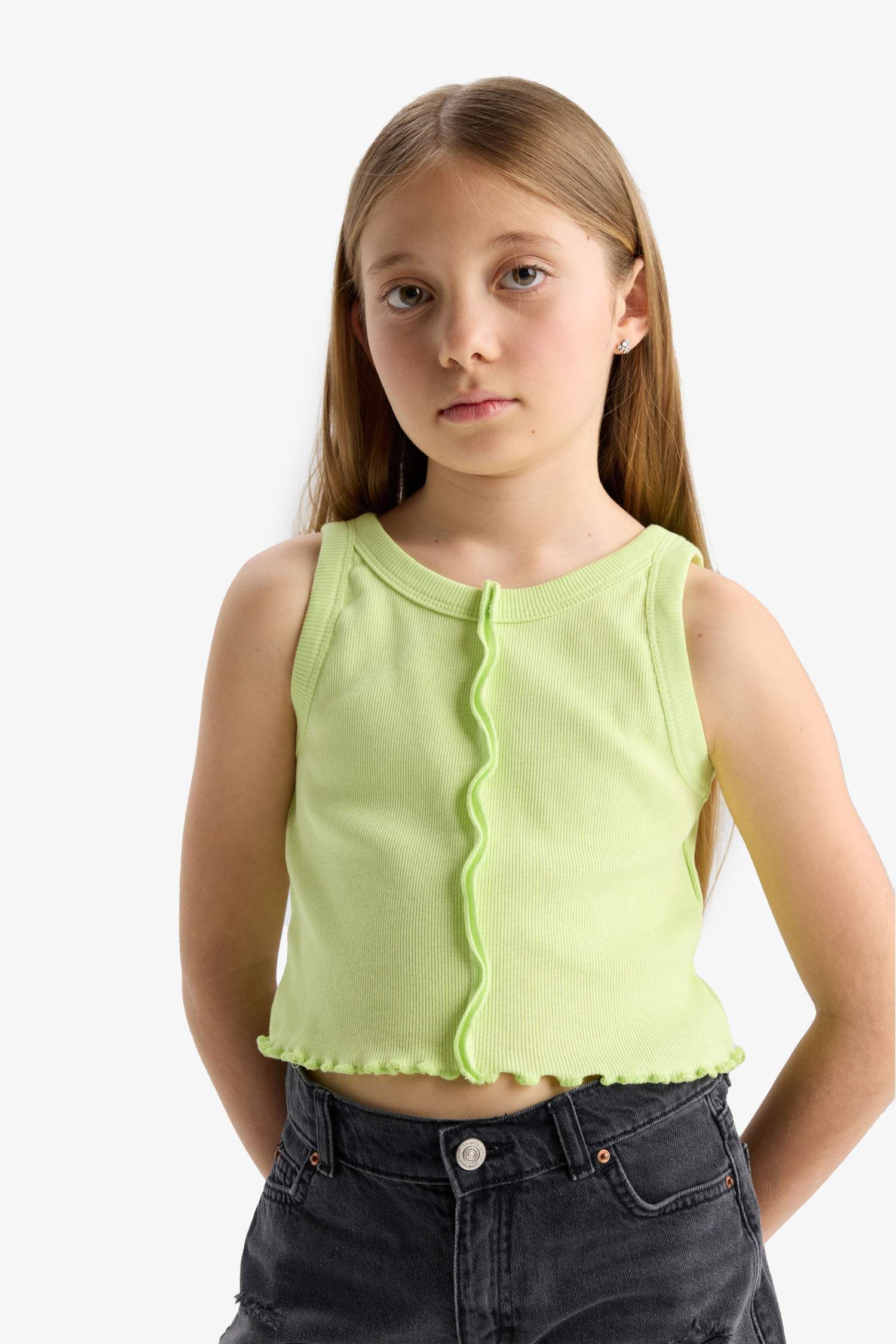 Girl Crew Neck Crop Top