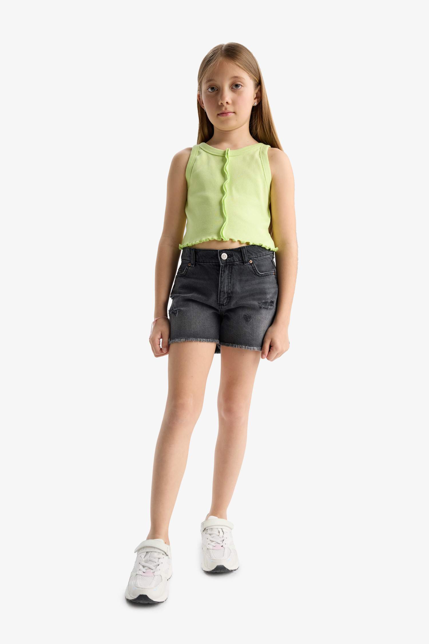 Girl Crew Neck Crop Top