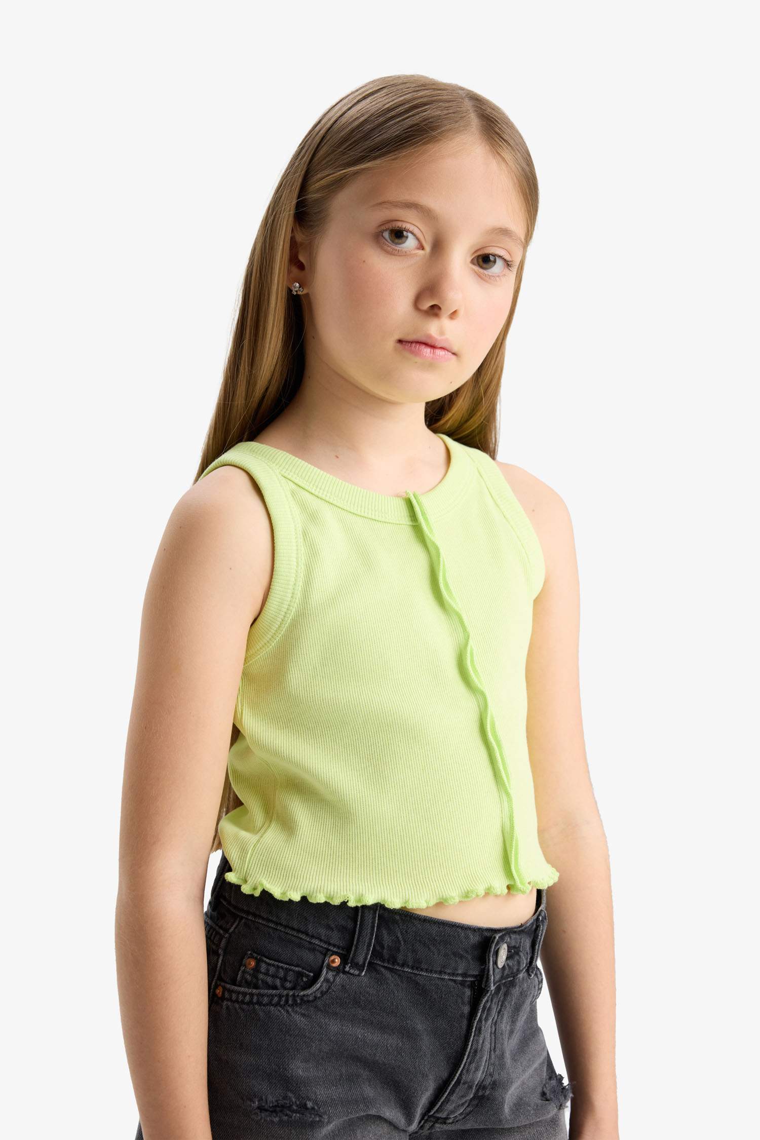 Girl Crew Neck Crop Top