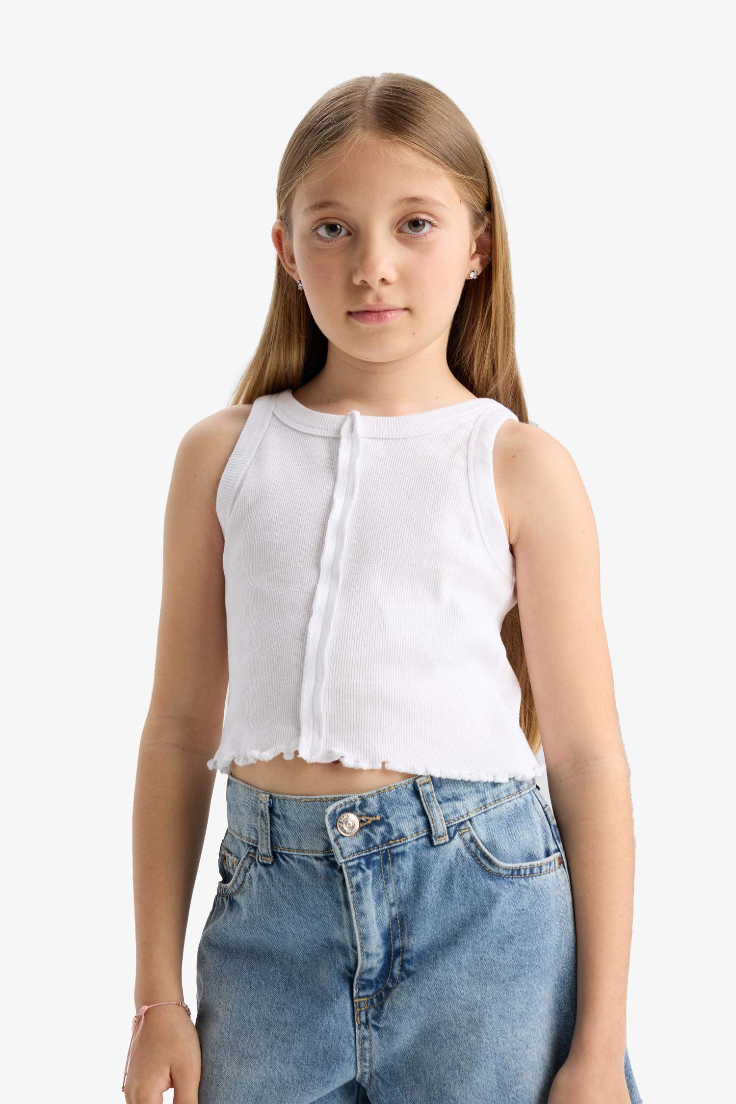 Girl Crew Neck Crop Top