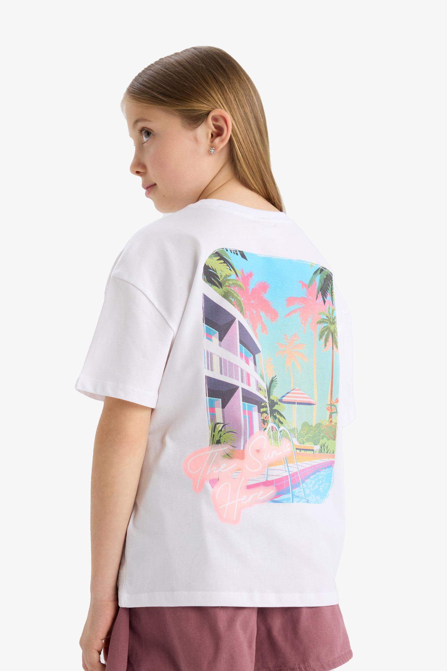 Girl Oversize Fit Crew Neck Printed T-Shirt