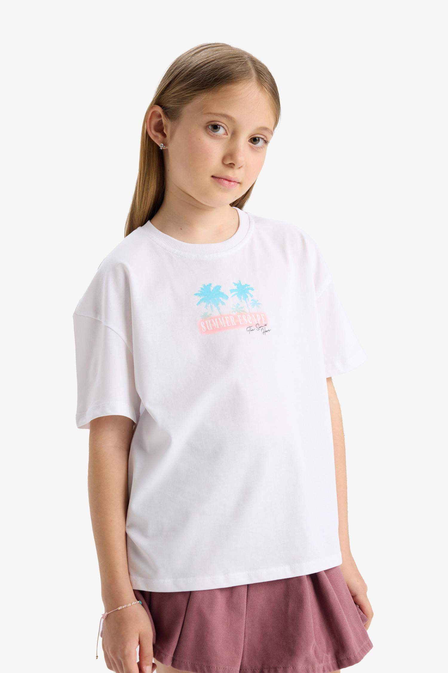 Girl Oversize Fit Crew Neck Printed T-Shirt