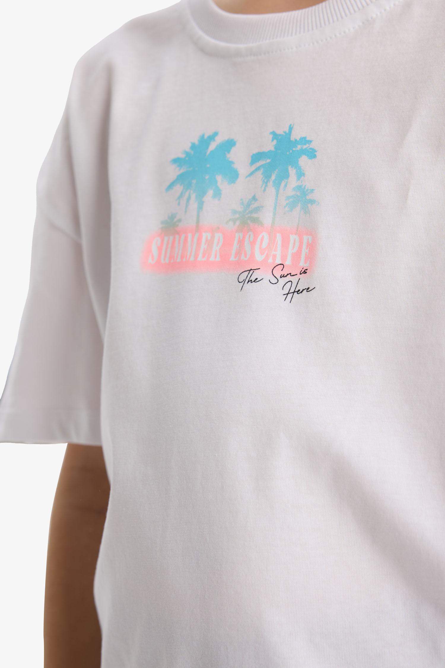 Girl Oversize Fit Crew Neck Printed T-Shirt