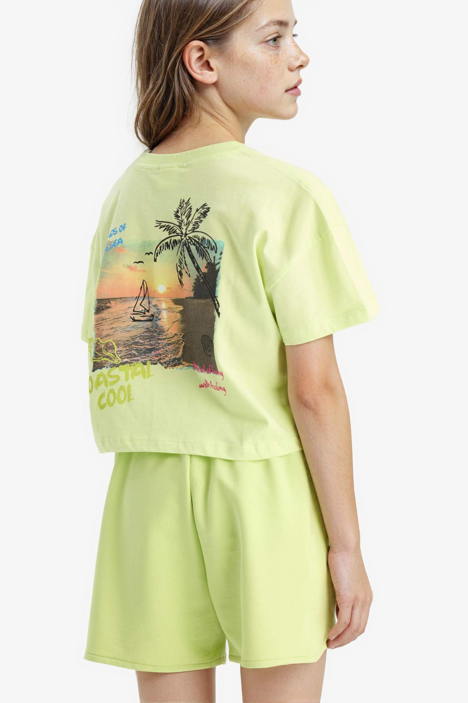 Girl Crew Neck Printed Short Sleeve T-Shirt