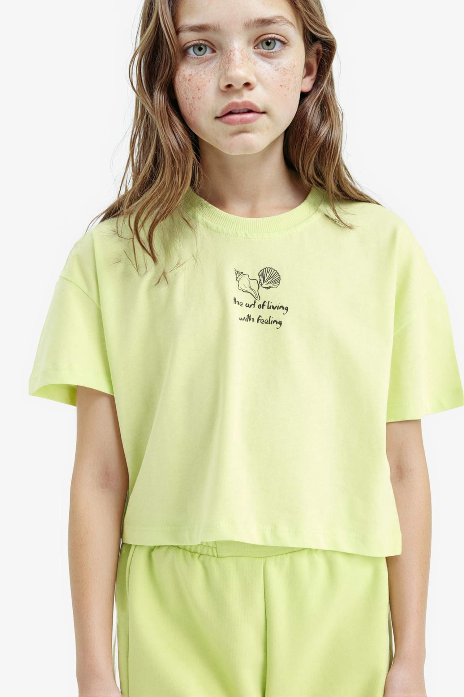 Girl Crew Neck Printed Short Sleeve T-Shirt