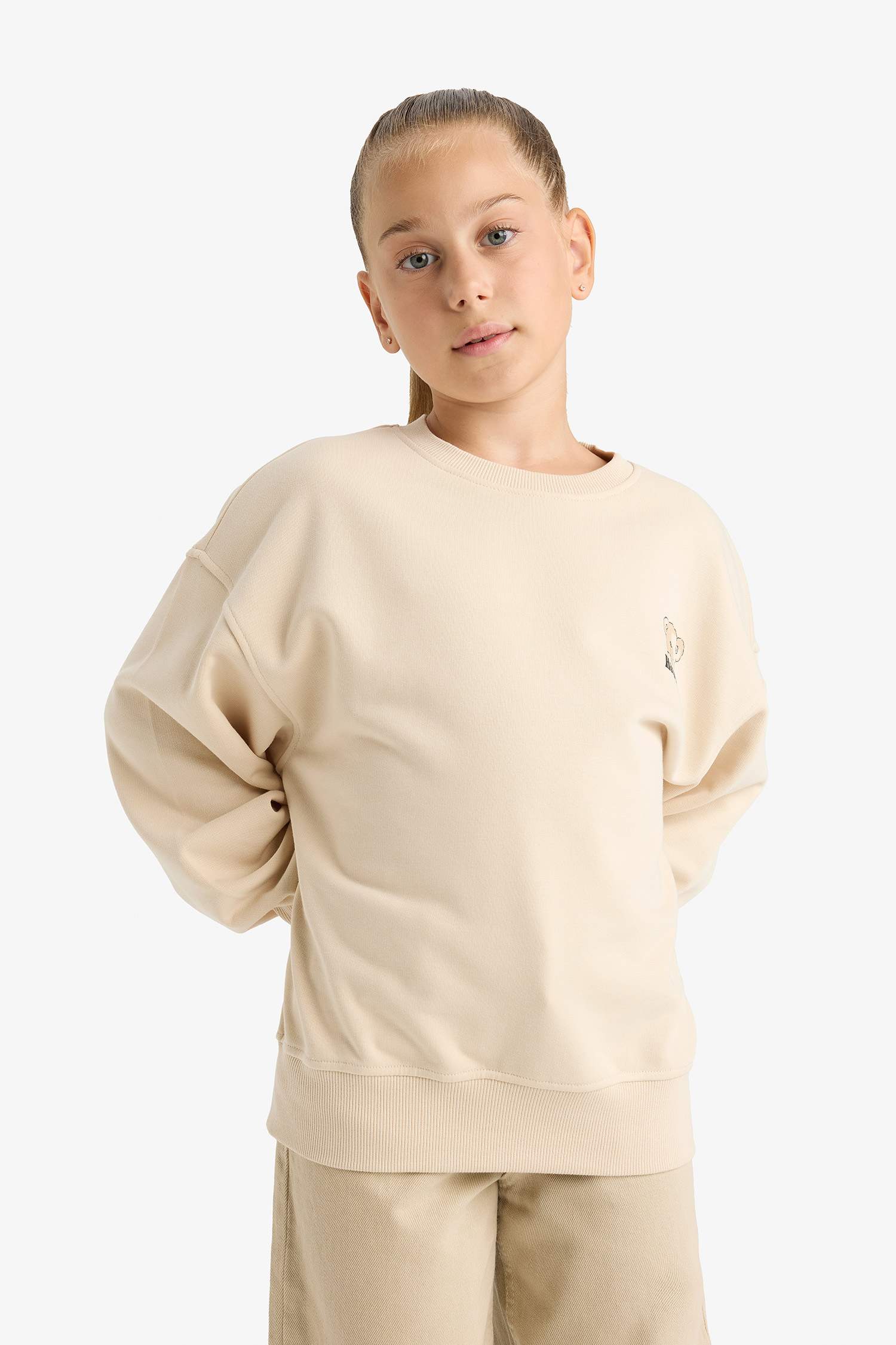 Girl Oversize Fit Crew Neck Printed Sweatshirt