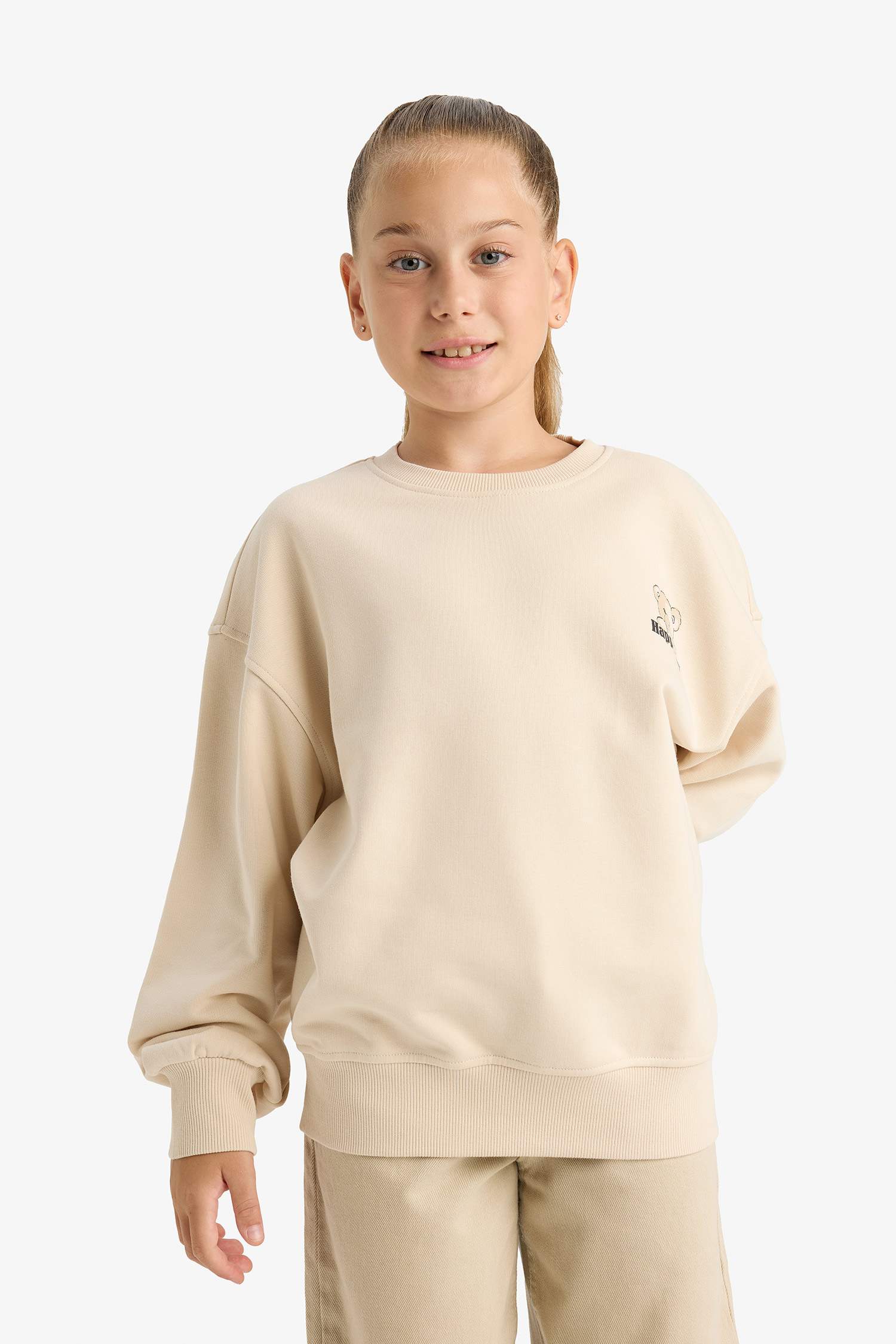 Girl Oversize Fit Crew Neck Printed Sweatshirt