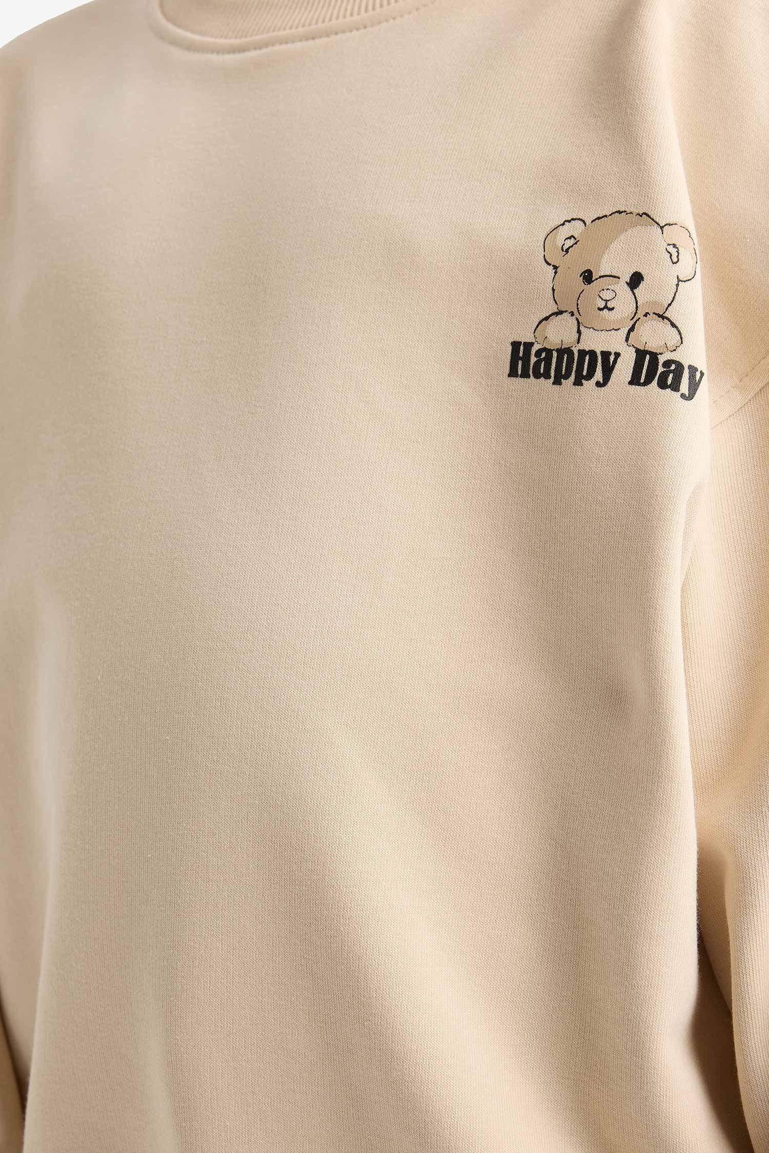 Girl Oversize Fit Crew Neck Printed Sweatshirt