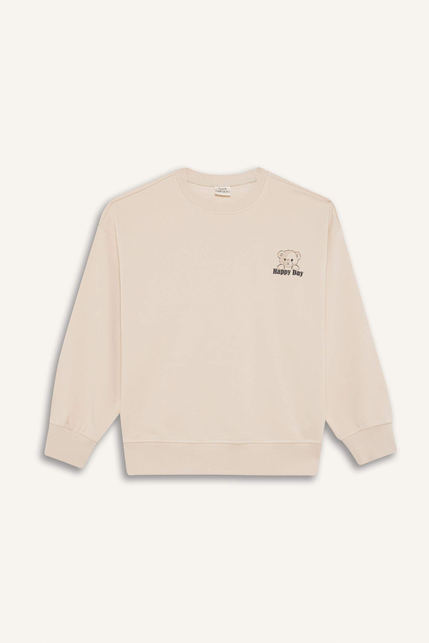 Girl Oversize Fit Crew Neck Printed Sweatshirt