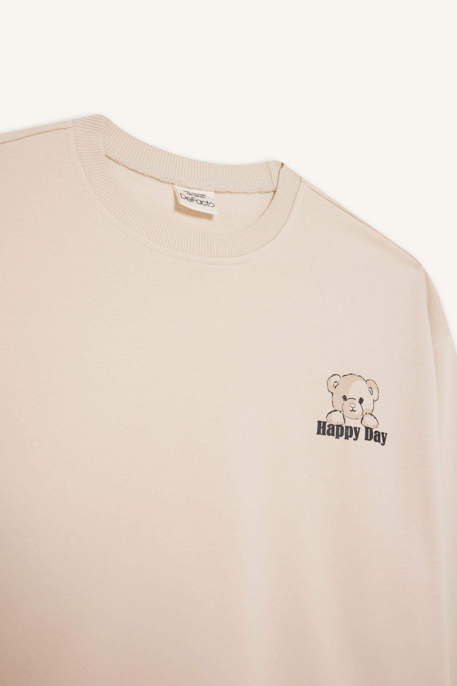 Girl Oversize Fit Crew Neck Printed Sweatshirt