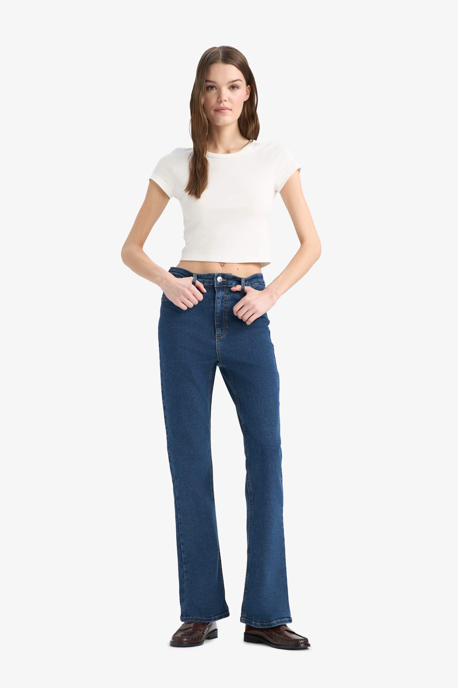 بنطلون جينز ميا برجل شارلستون بخصر عادي